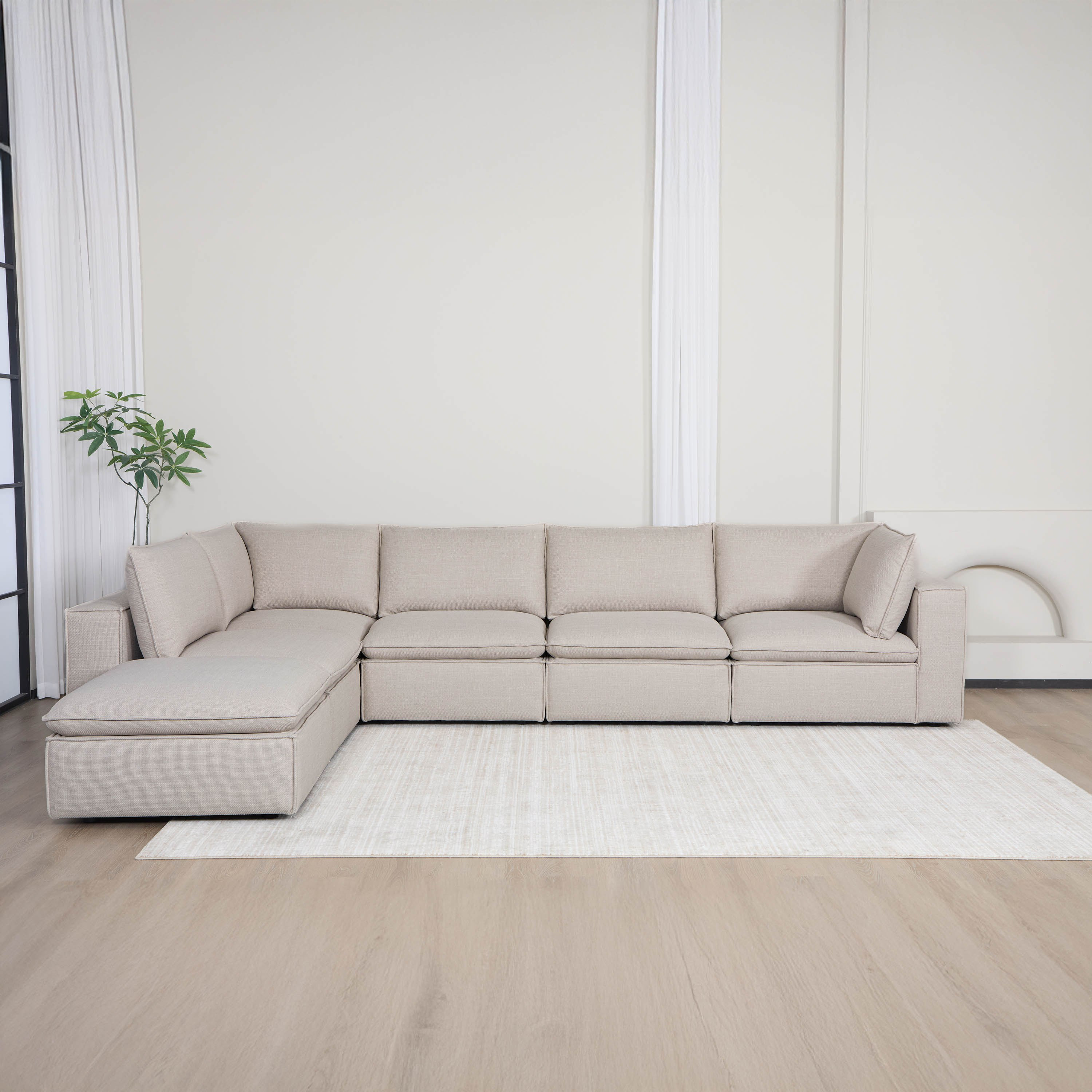 كنبة ركنية قماش 6 مقاعد مع وسادة ظهر من أوماها-hbxlivingroom-sofasandarmchairs-cornersofas-image-2
