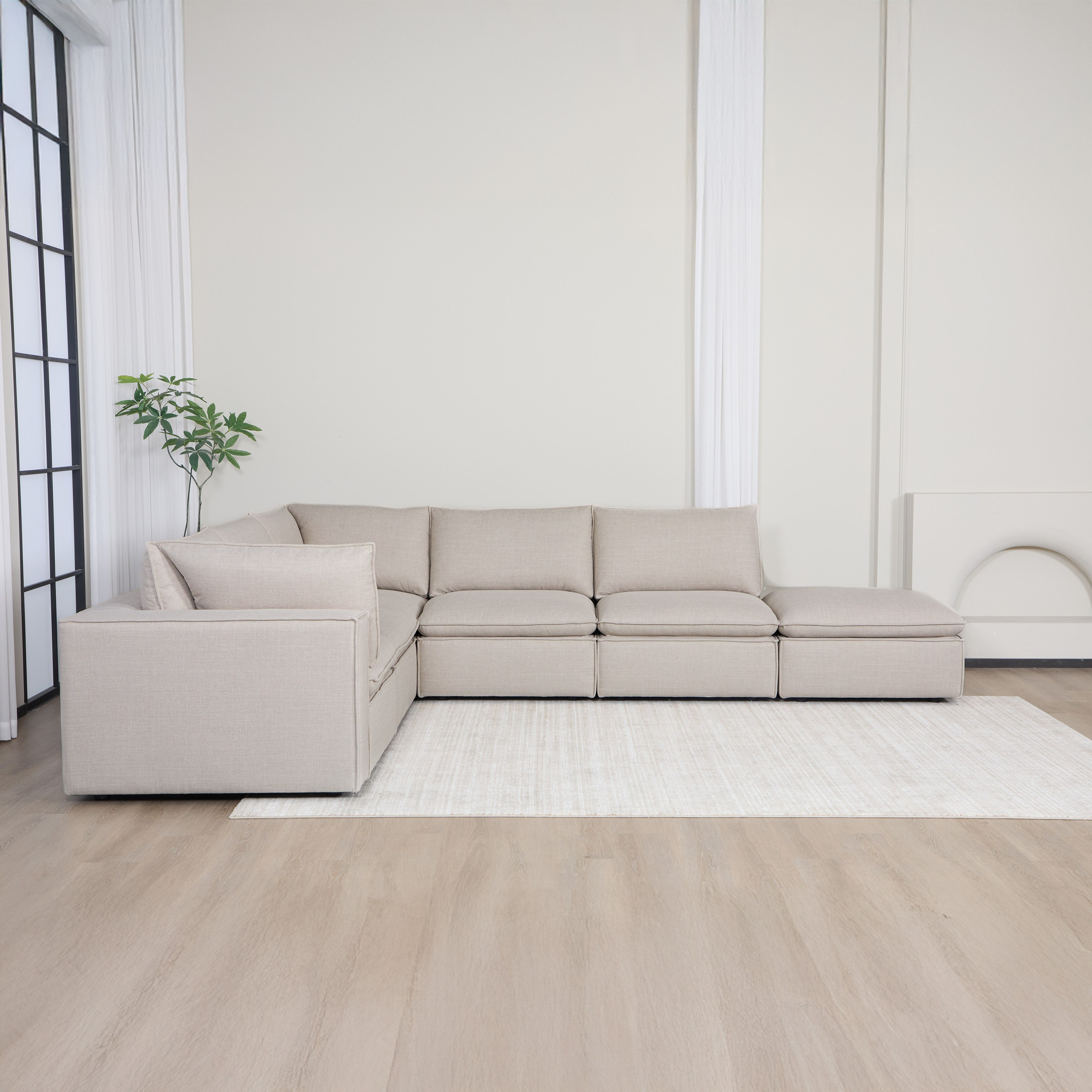 كنبة ركنية قماش 6 مقاعد مع وسادة ظهر من أوماها-hbxlivingroom-sofasandarmchairs-cornersofas-image-3