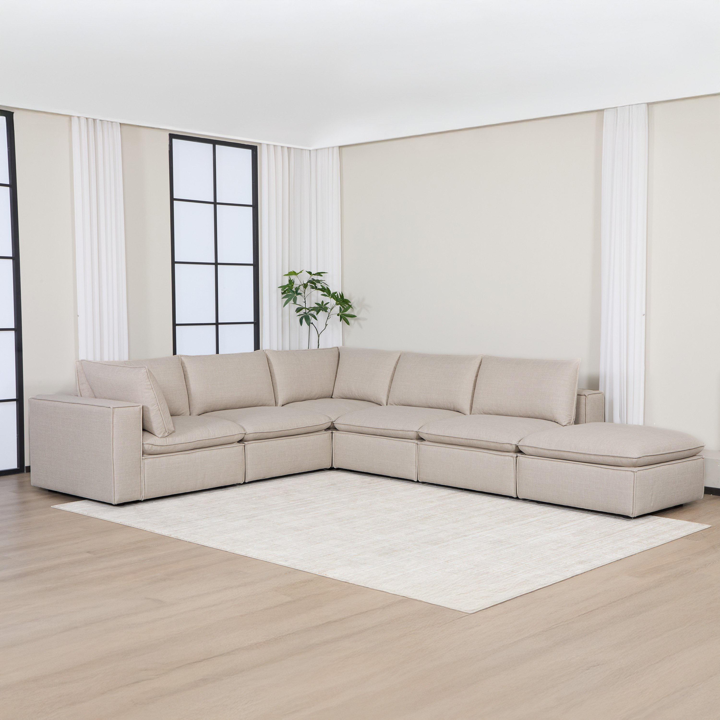 كنبة ركنية قماش 6 مقاعد مع وسادة ظهر من أوماها-hbxlivingroom-sofasandarmchairs-cornersofas-image-4