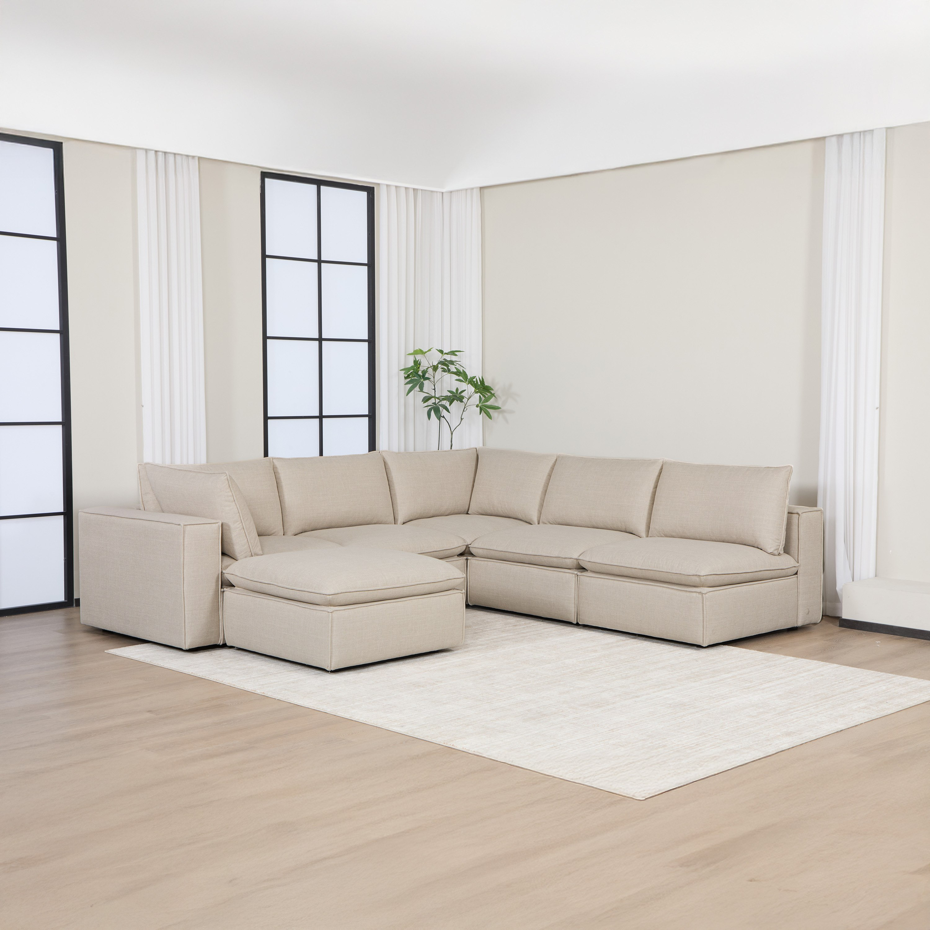 كنبة ركنية قماش 6 مقاعد مع وسادة ظهر من أوماها-hbxlivingroom-sofasandarmchairs-cornersofas-image-5