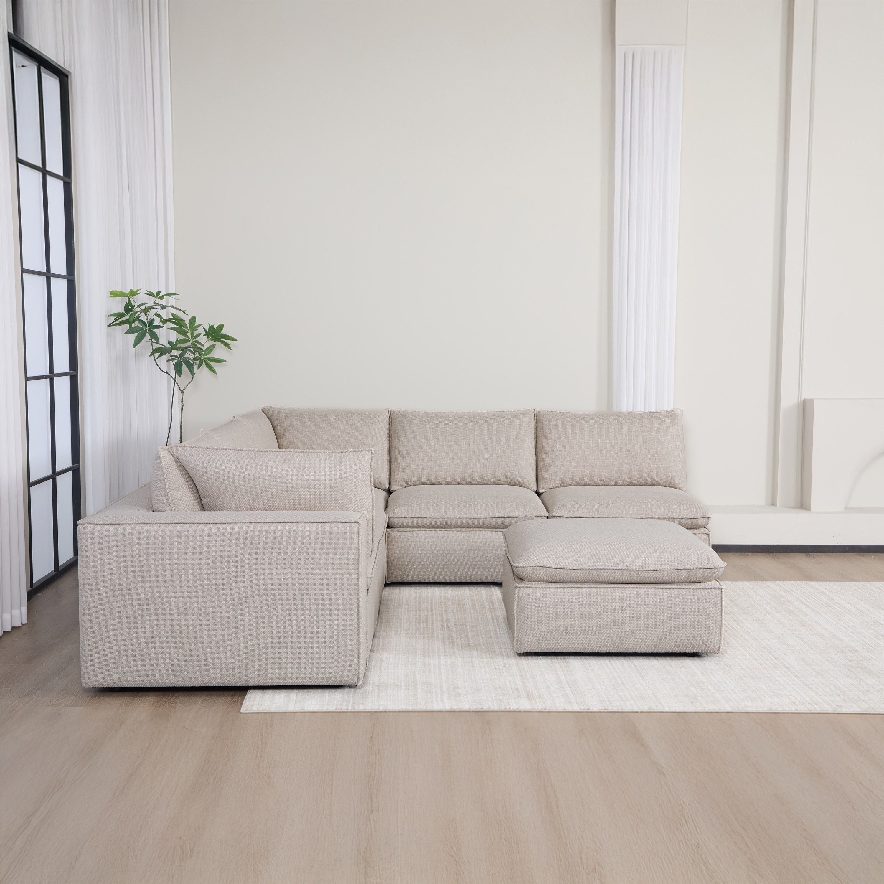 كنبة ركنية قماش 6 مقاعد مع وسادة ظهر من أوماها-hbxlivingroom-sofasandarmchairs-cornersofas-image-7