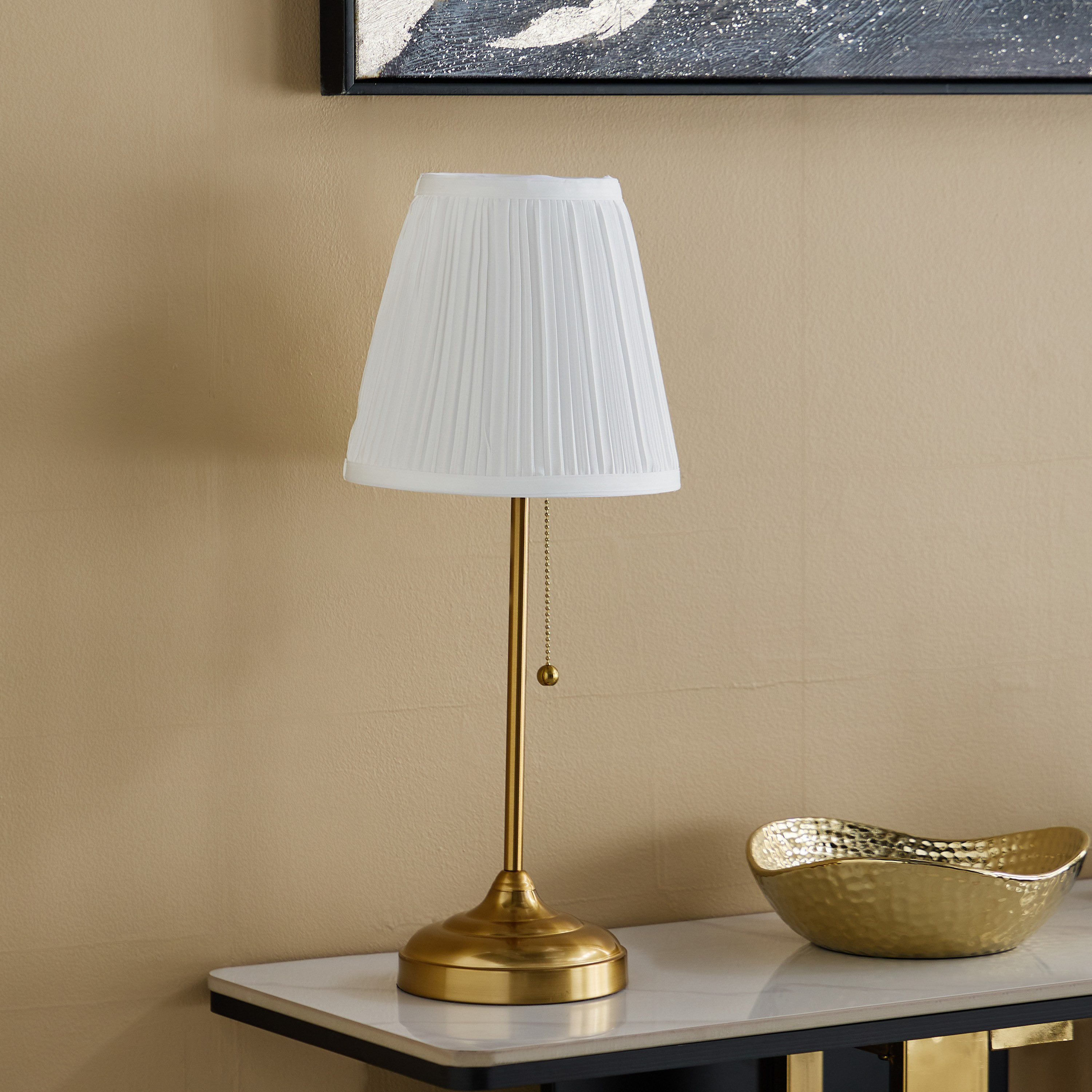 مصباح طاولة معدن بمفتاح سلسلة وغطاء مطوّق من رولينز كاسكي - 22×55 سم-hbxbedroom-lighting-tablelamps-image-1
