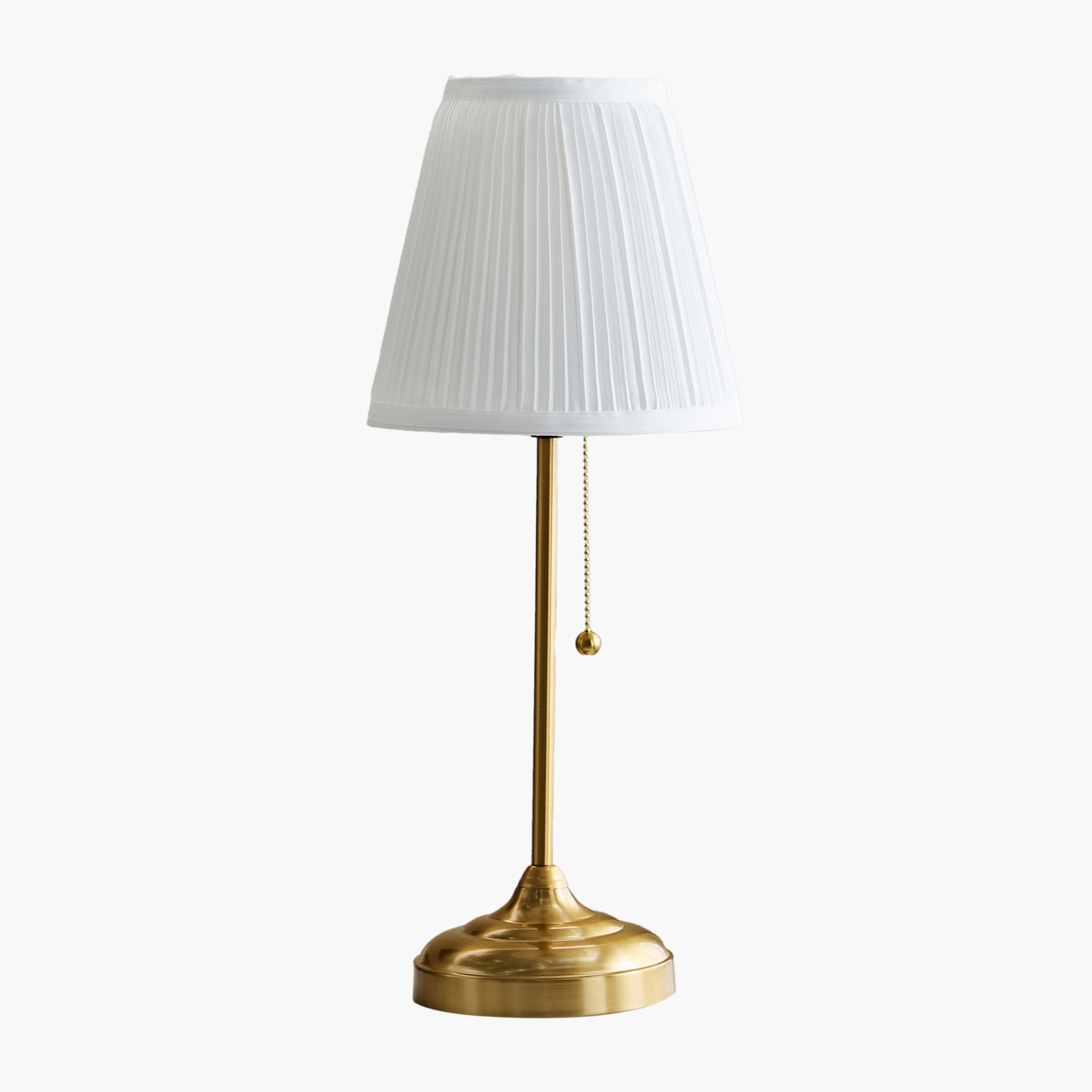 مصباح طاولة معدن بمفتاح سلسلة وغطاء مطوّق من رولينز كاسكي - 22×55 سم-hbxbedroom-lighting-tablelamps-image-5