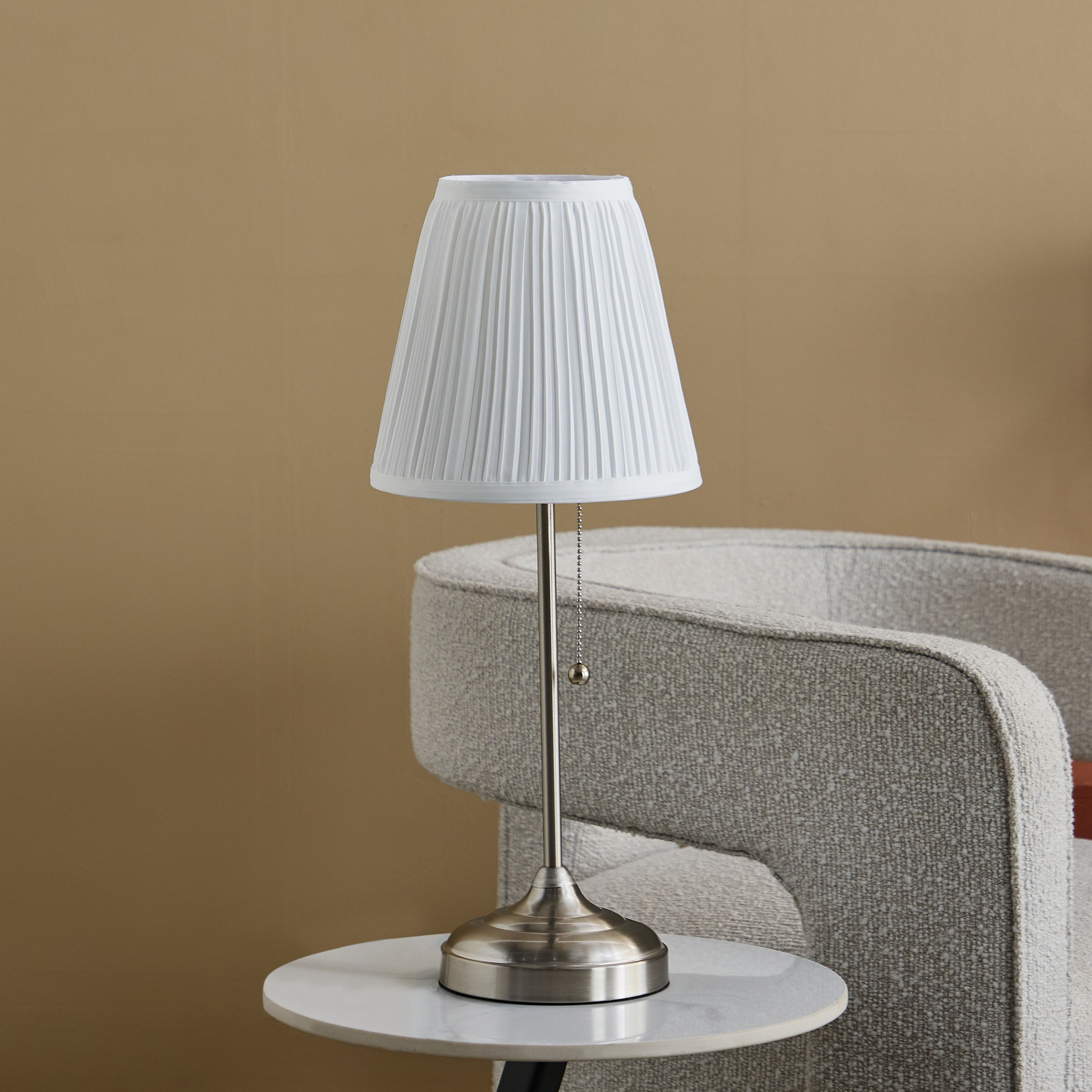 Rollins Caskey Metal Table Lamp with Pull Chain Switch and Pleated Shade - 22x55 cm-PROMO_HB_AE_B1G1_250925-image-1