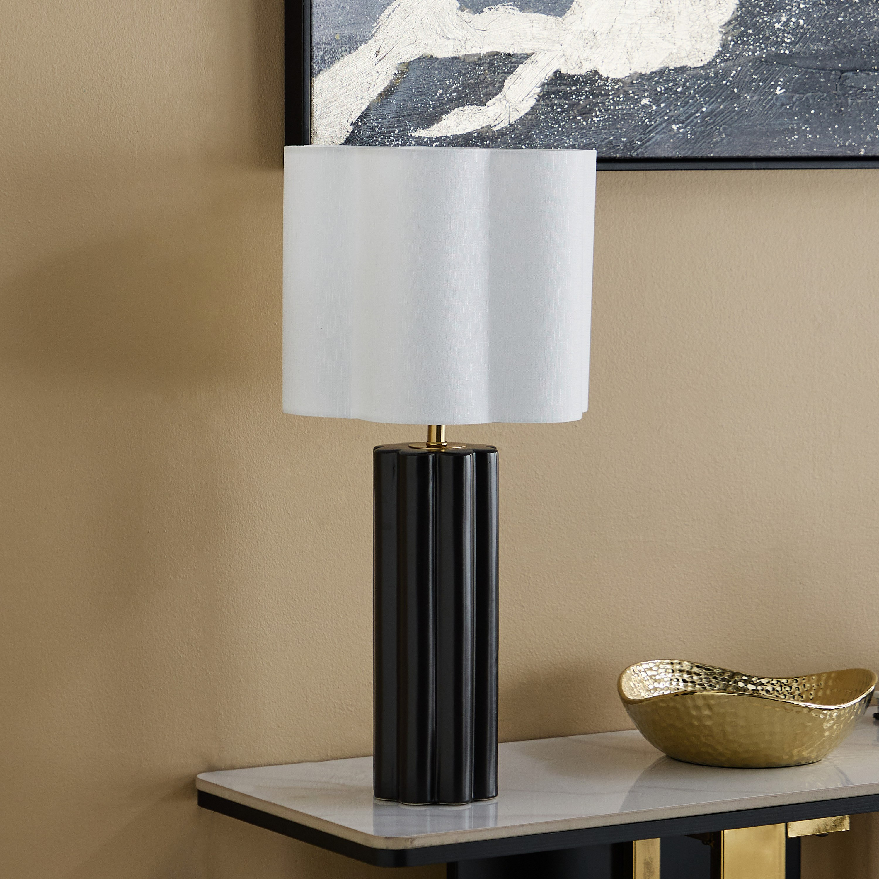 Rollins Caskey Ceramic Table Lamp With Scallop Shade - 30x57 cm-PROMO_HB_AE_B1G1_250925-image-1
