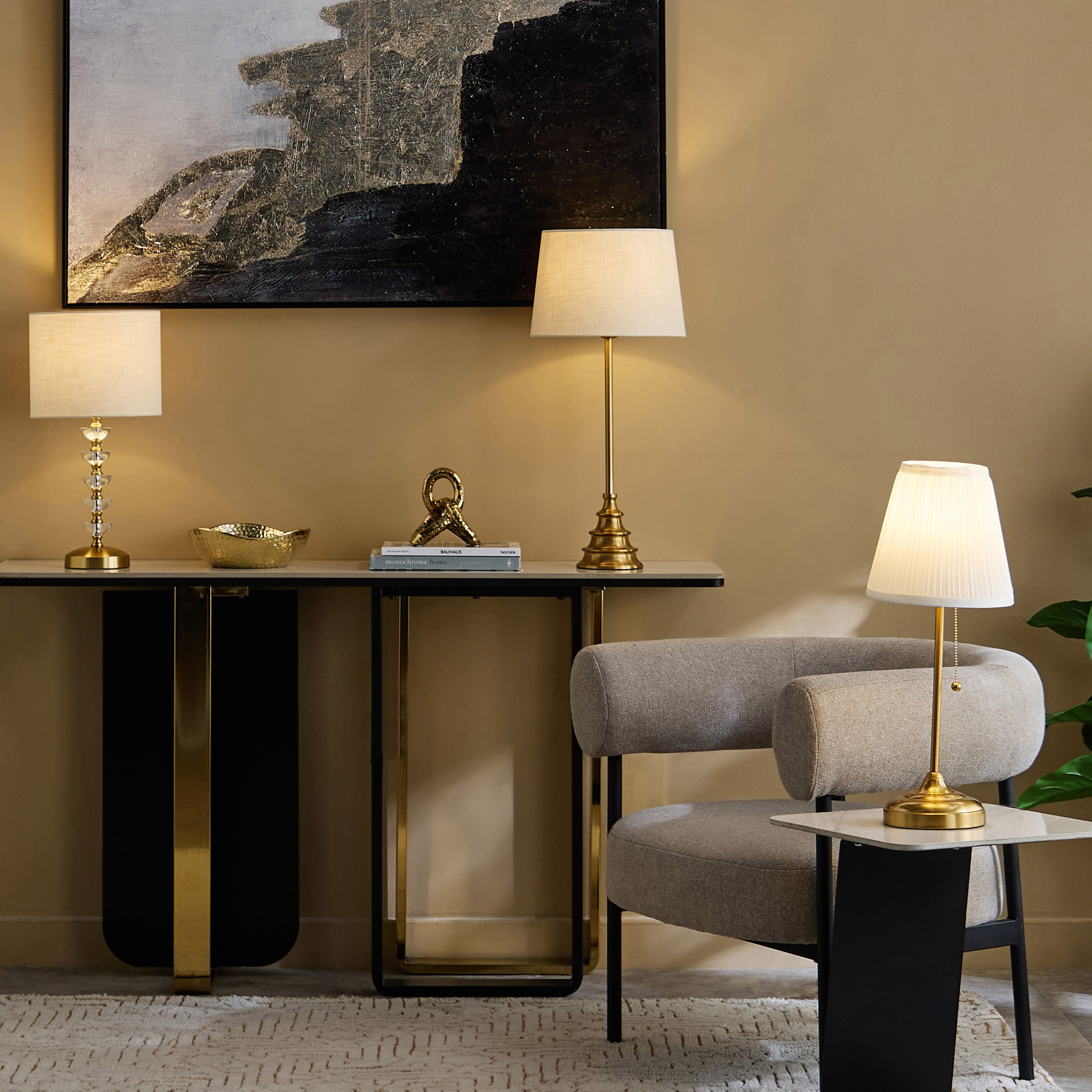 Rollins Caskey Metal Table Lamp with Linen Shade - 30x65 cm-hbxbedroom-lighting-tablelamps-image-5