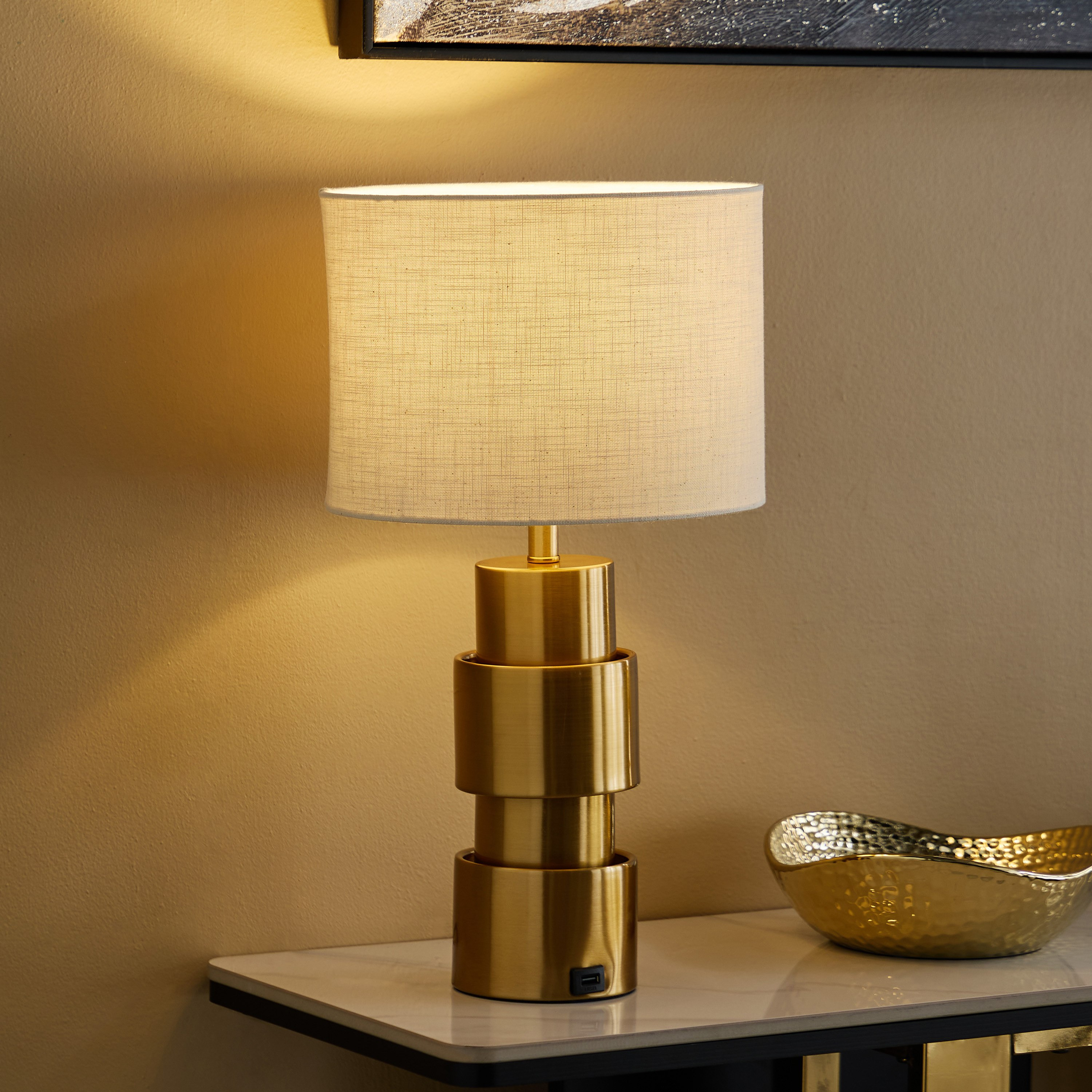 مصباح طاولة معدن بغطاء كتّان من رولينز كاسكي - 28x52  سم-PROMO_HB_AE_B1G1_250925-image-2