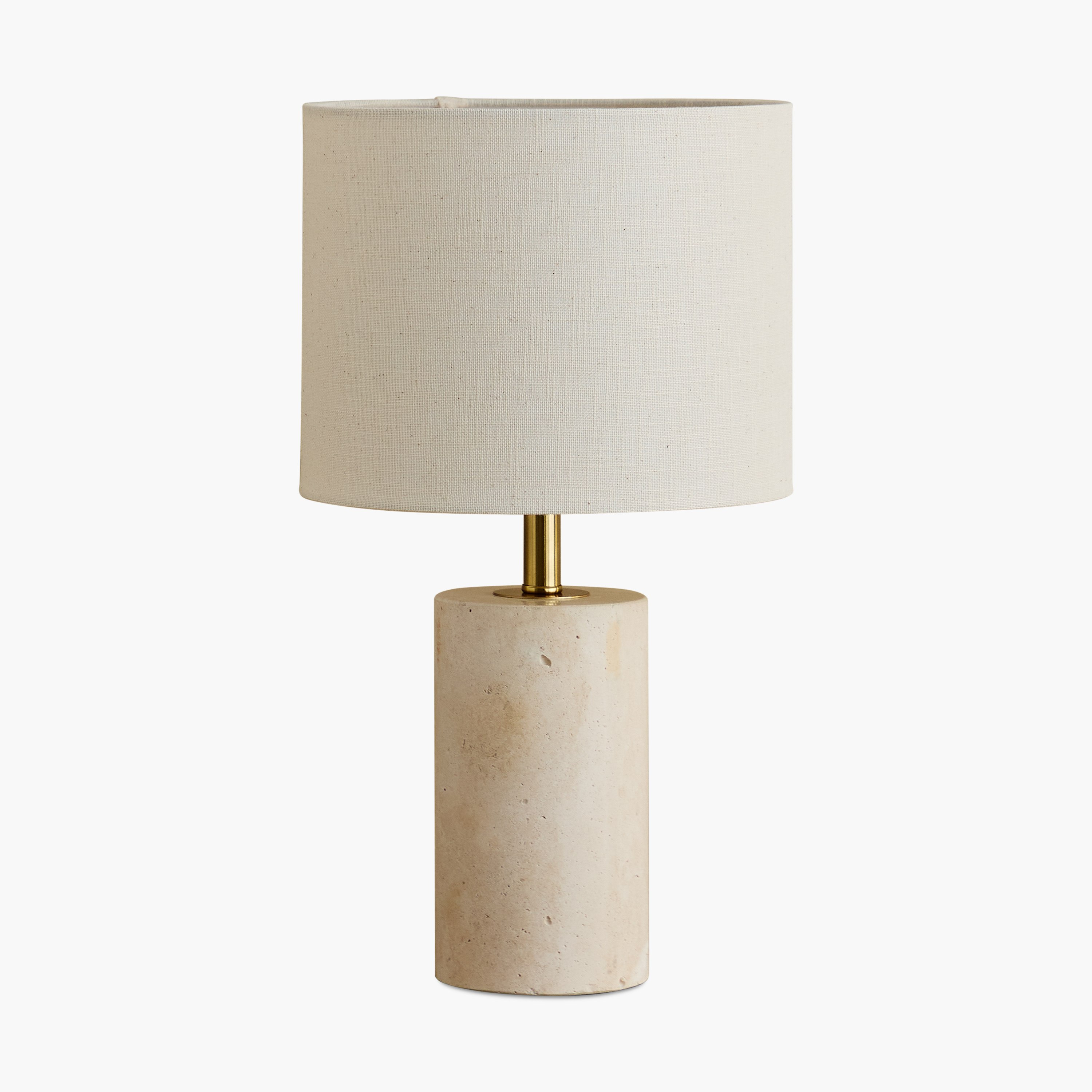 مصباح طاولة ترافرتين ومعدن بغطاء من الكتّان من رولينز كاسكي - 25x46 سم-hbxbedroom-lighting-tablelamps-image-5