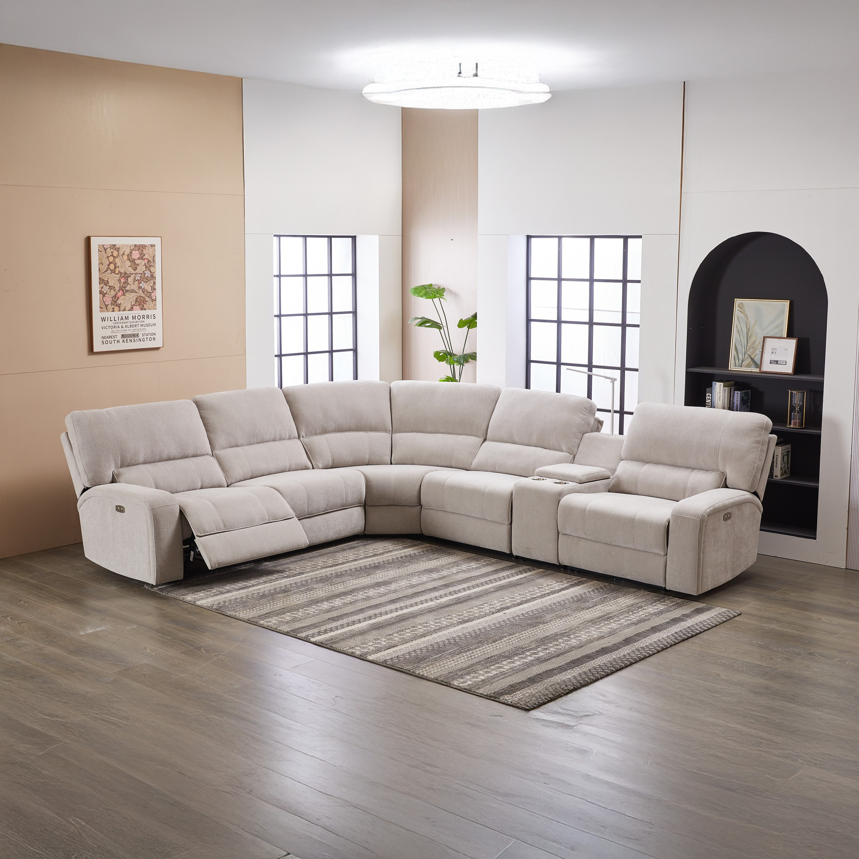 كنبة استرخاء ركنية كهربائية قماش بـ5 مقاعد و2 مقعد استرخاء ومصباح من روما-hbxlivingroom-sofasandarmchairs-cornersofas-image-2
