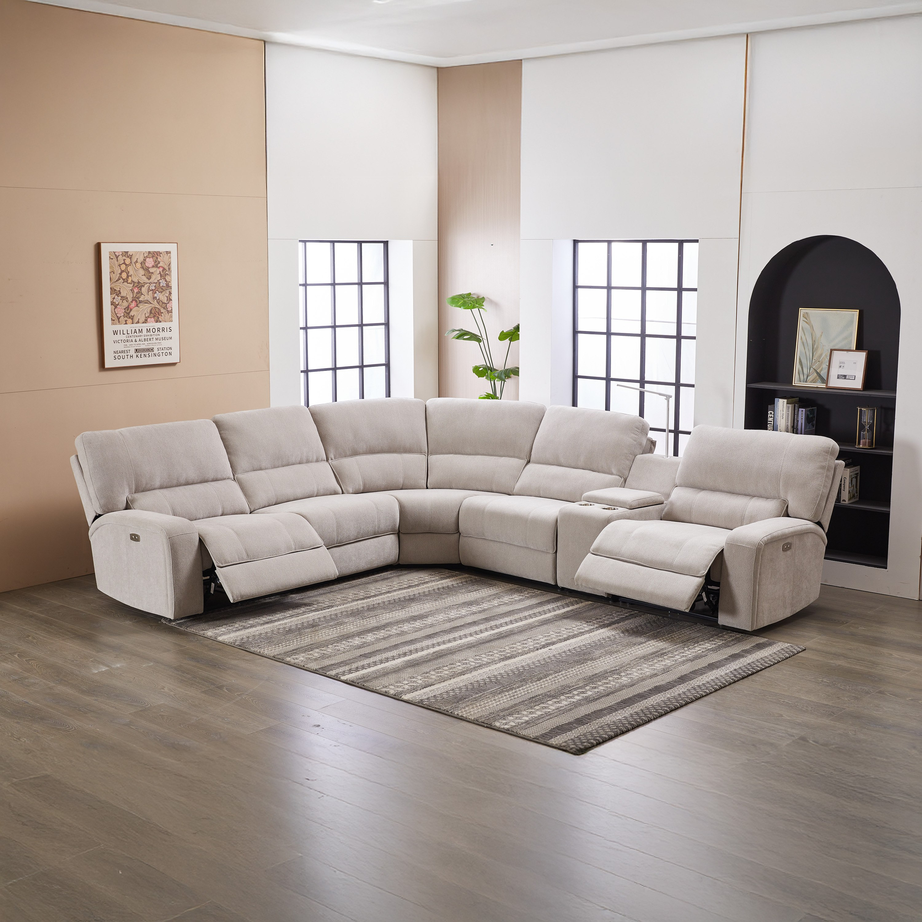 كنبة استرخاء ركنية كهربائية قماش بـ5 مقاعد و2 مقعد استرخاء ومصباح من روما-hbxlivingroom-sofasandarmchairs-cornersofas-image-5