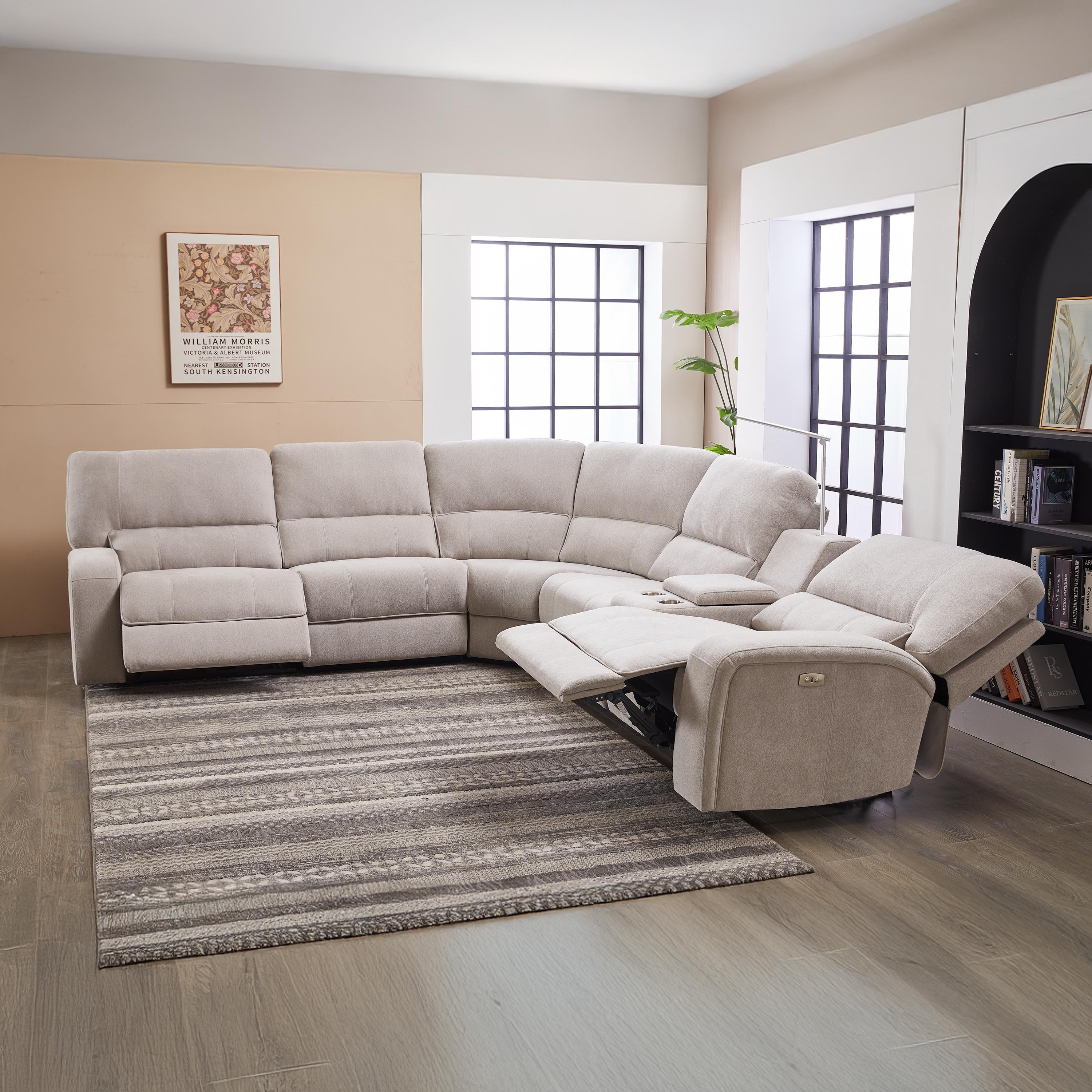 كنبة استرخاء ركنية كهربائية قماش بـ5 مقاعد و2 مقعد استرخاء ومصباح من روما-hbxlivingroom-sofasandarmchairs-cornersofas-image-9