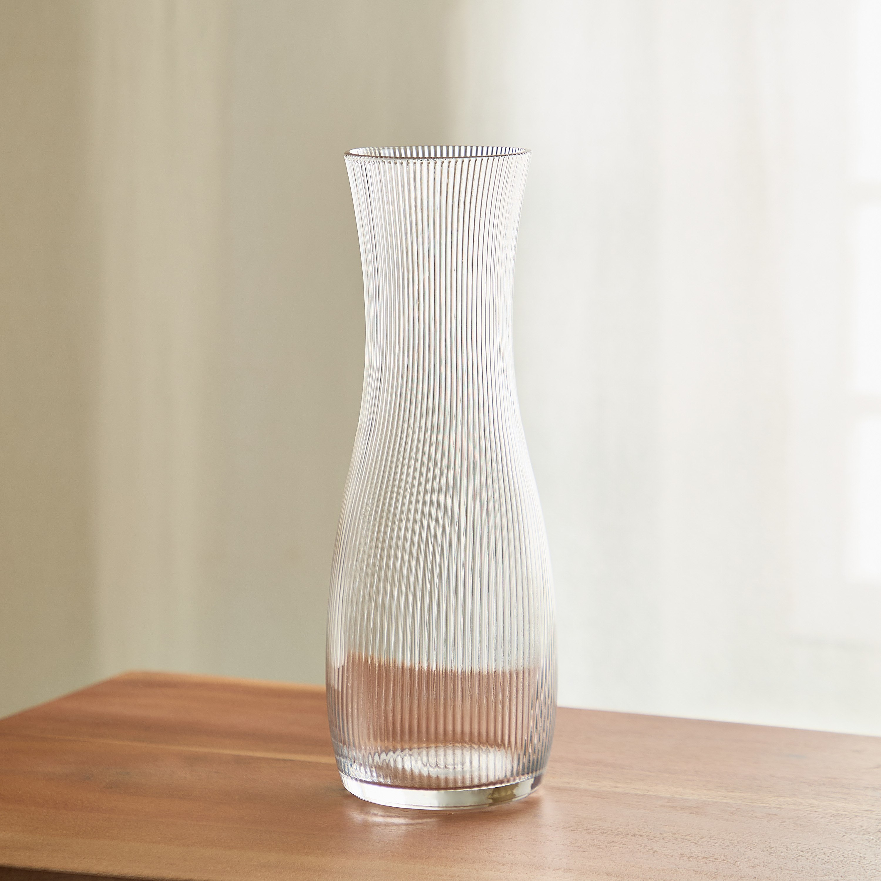 Atlanta Ribbed Clear Glass Vase - 11x30 cm-hbxbedroom-decorandaccessories-vases-image-2