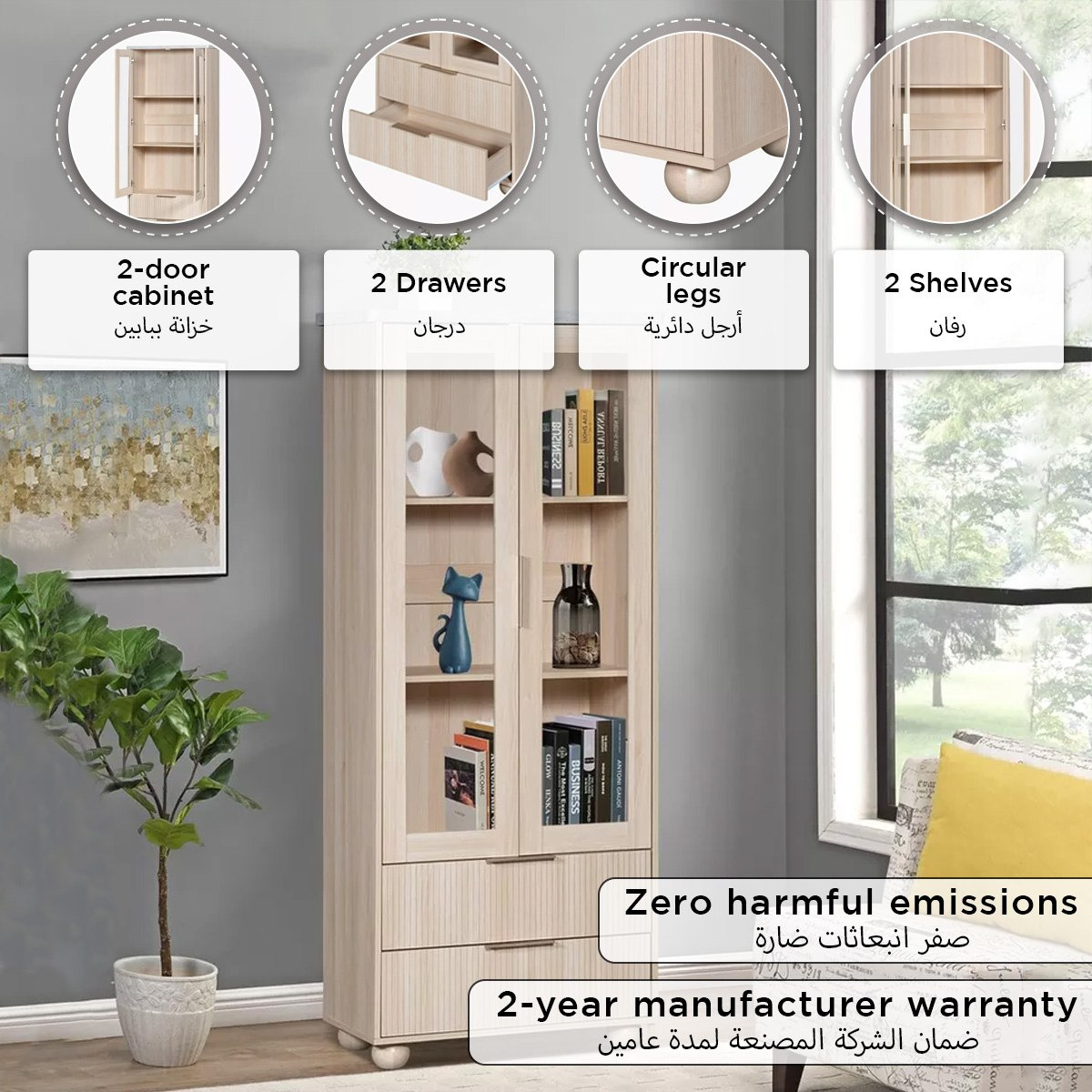 Island Display Cabinet Bookcase with 2 Drawers-hbxfurniture-office-bookcases-image-12