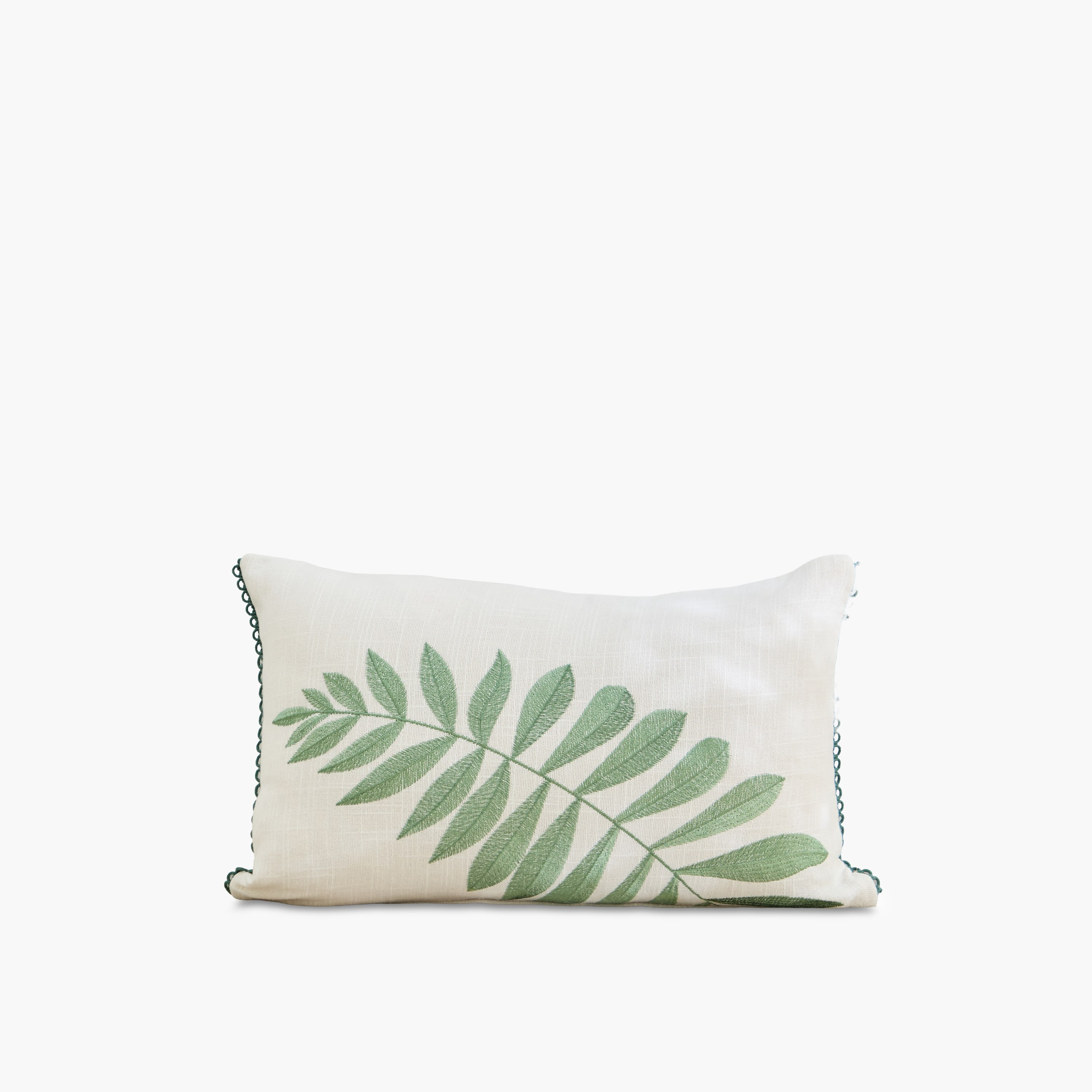 Fernora Embroidered Leaf Filled Cushion - 30x50 cm-hbxhomeware-hbxbedroom-image-1
