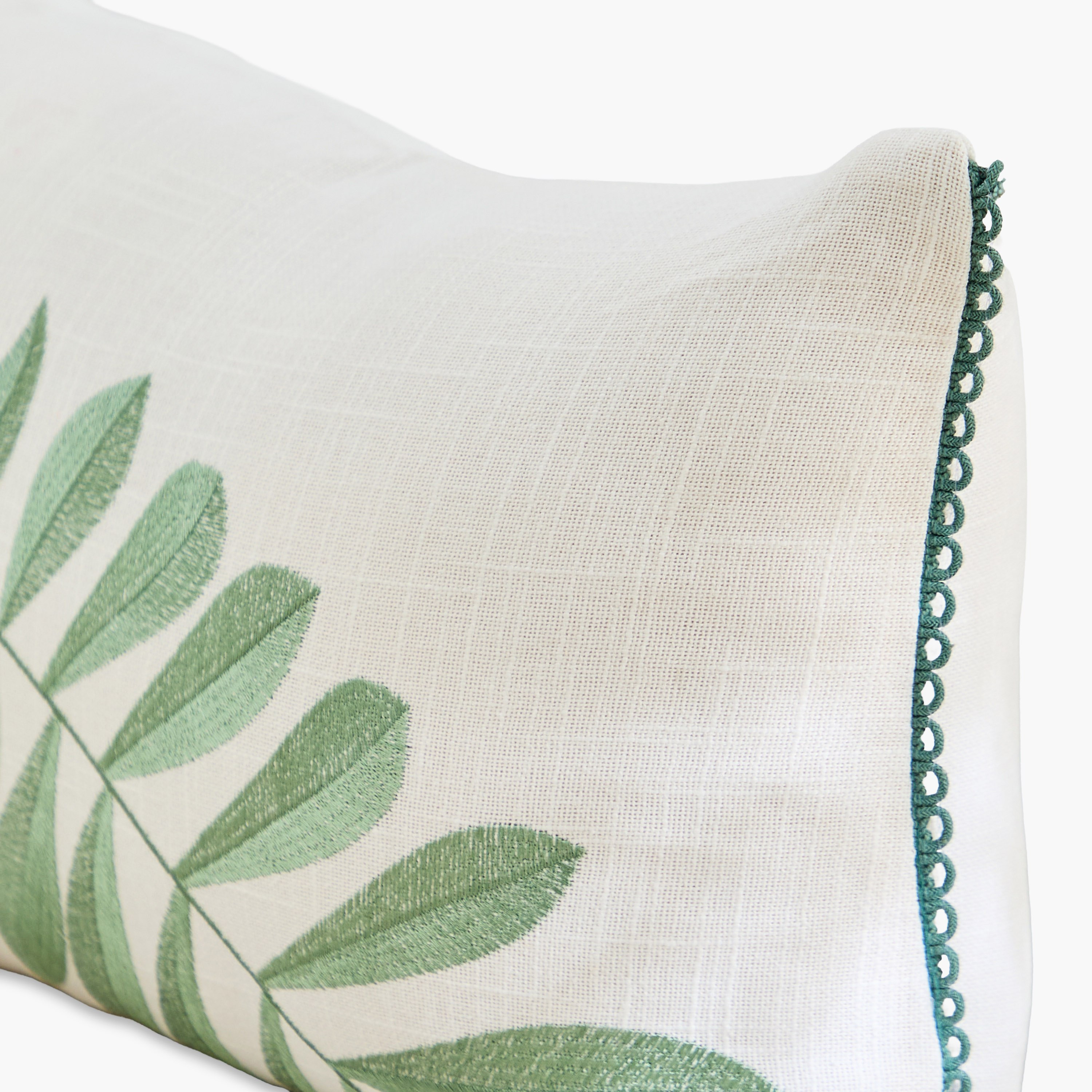 Fernora Embroidered Leaf Filled Cushion - 30x50 cm-hbxhomeware-hbxbedroom-image-2