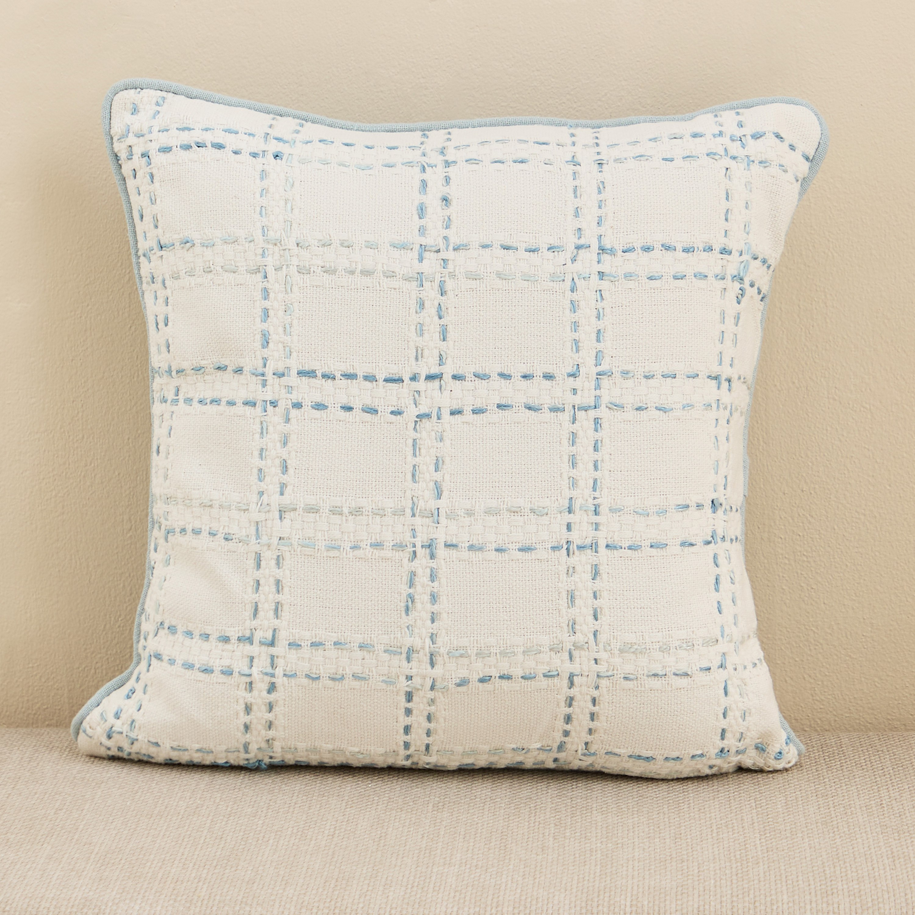 Blossfera Kantha Grid Filled Cushion - 45x45 cm-hbxhomeware-hbxbedroom-image-1