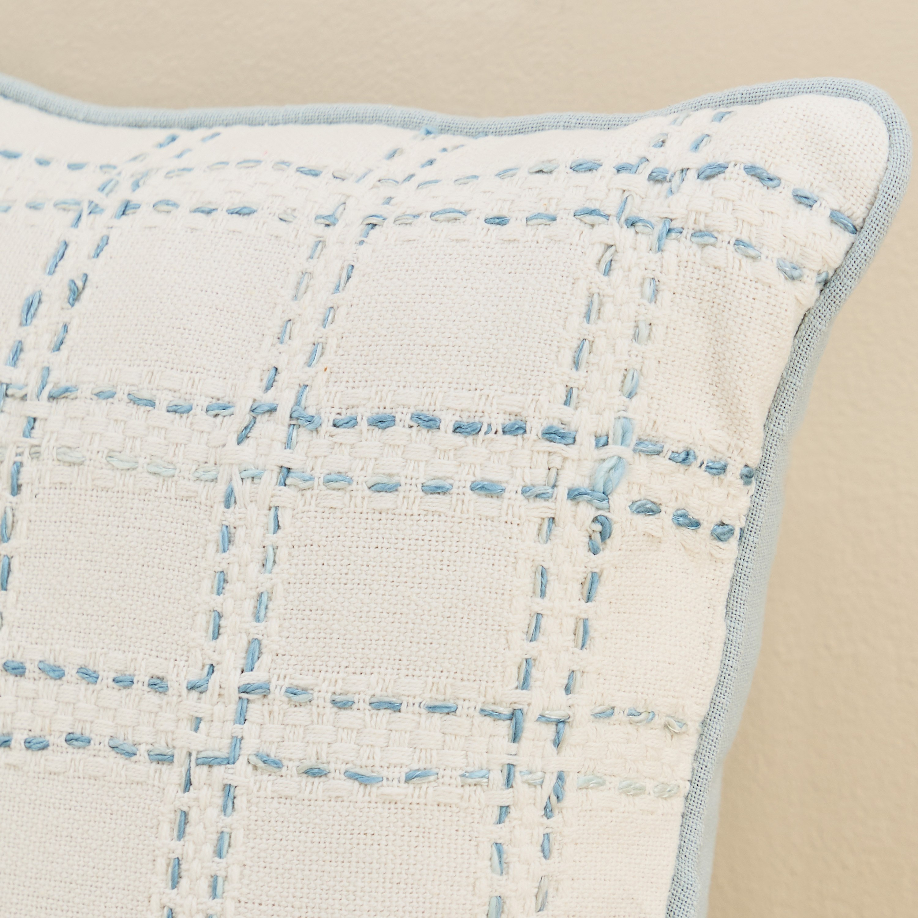 Blossfera Kantha Grid Filled Cushion - 45x45 cm-hbxhomeware-hbxbedroom-image-2