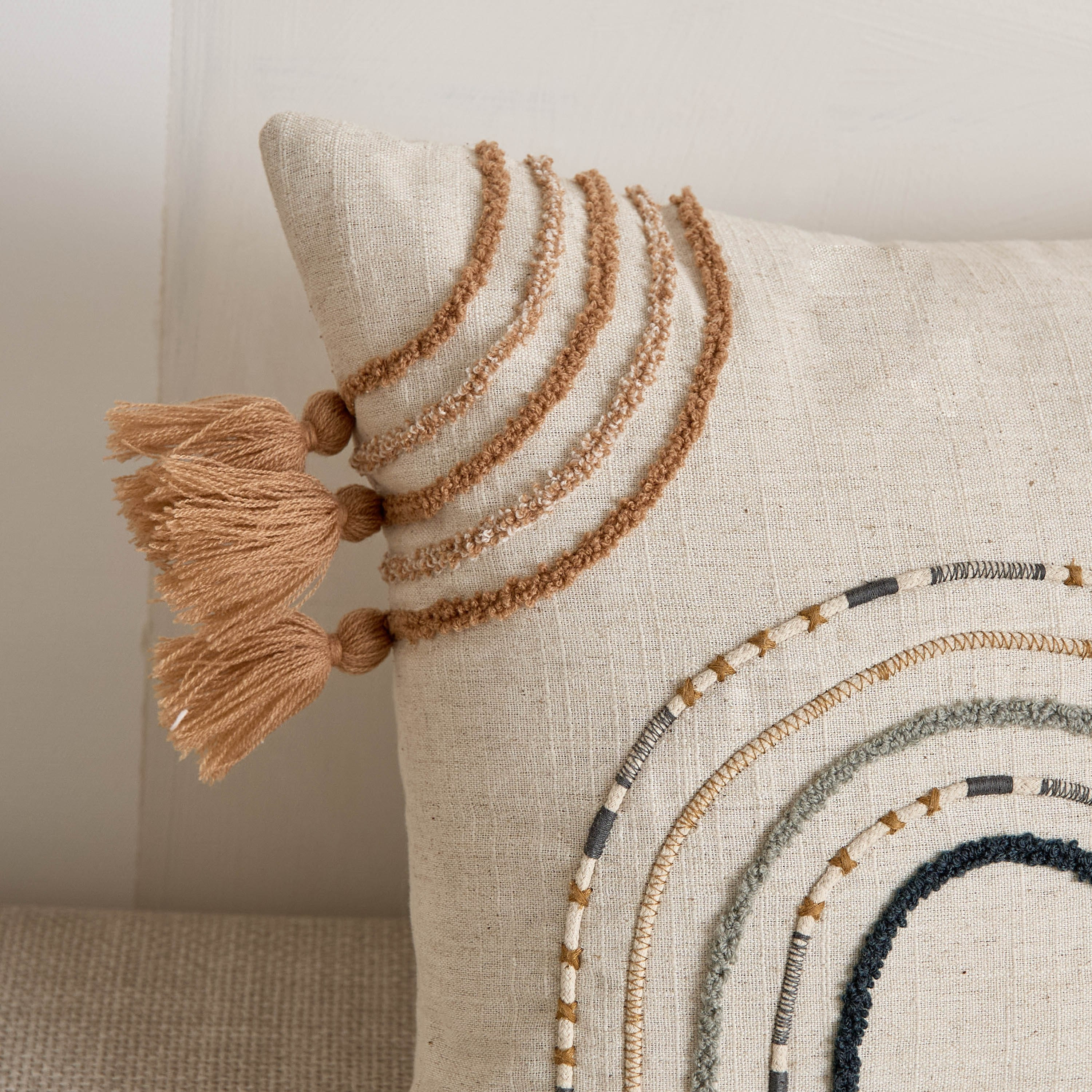 Arterra Tassel Dori Embroidered Filled Cushion - 35x60 cm-hbxhomeware-hbxkidsandyouth-image-2