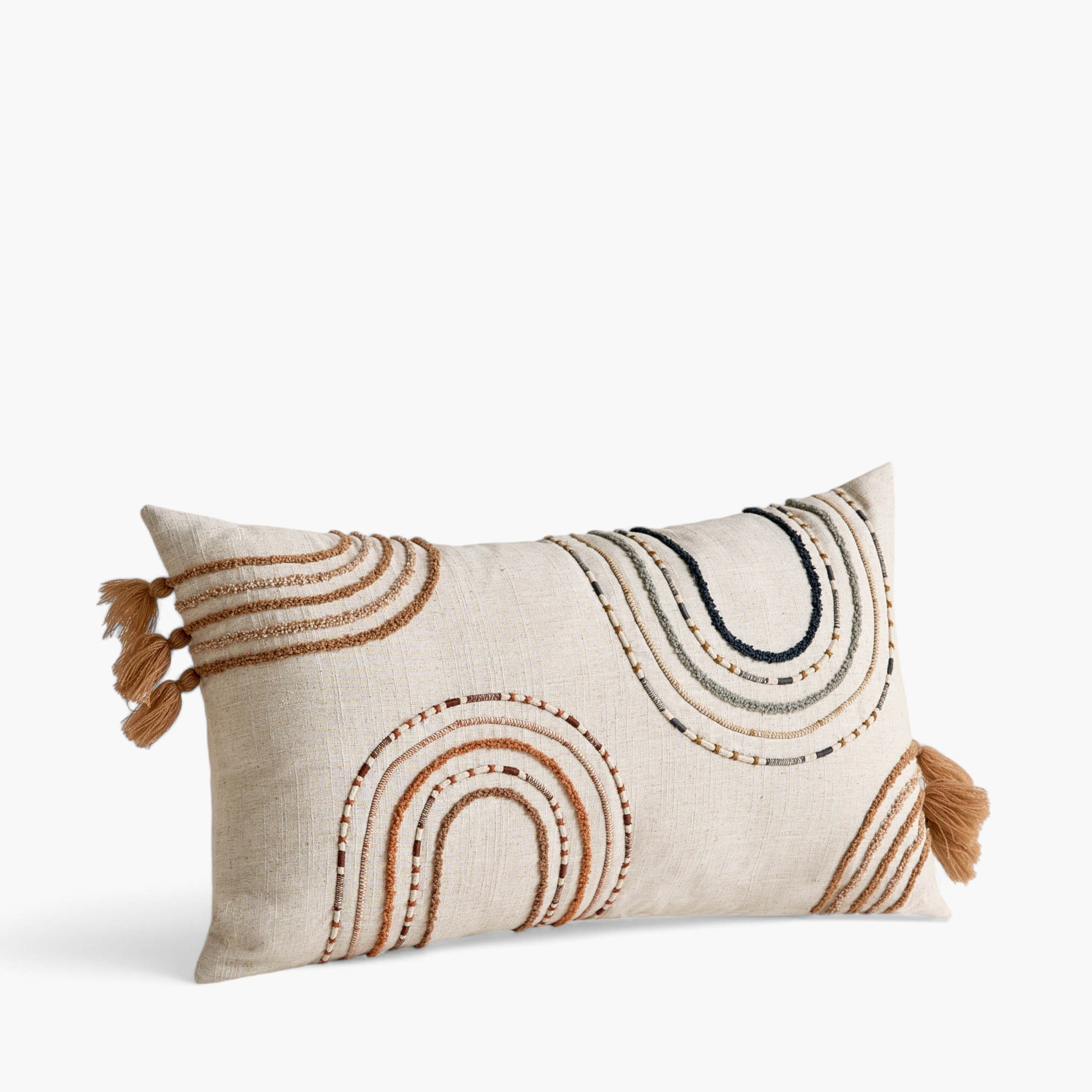 Arterra Tassel Dori Embroidered Filled Cushion - 35x60 cm-hbxhomeware-hbxkidsandyouth-image-5
