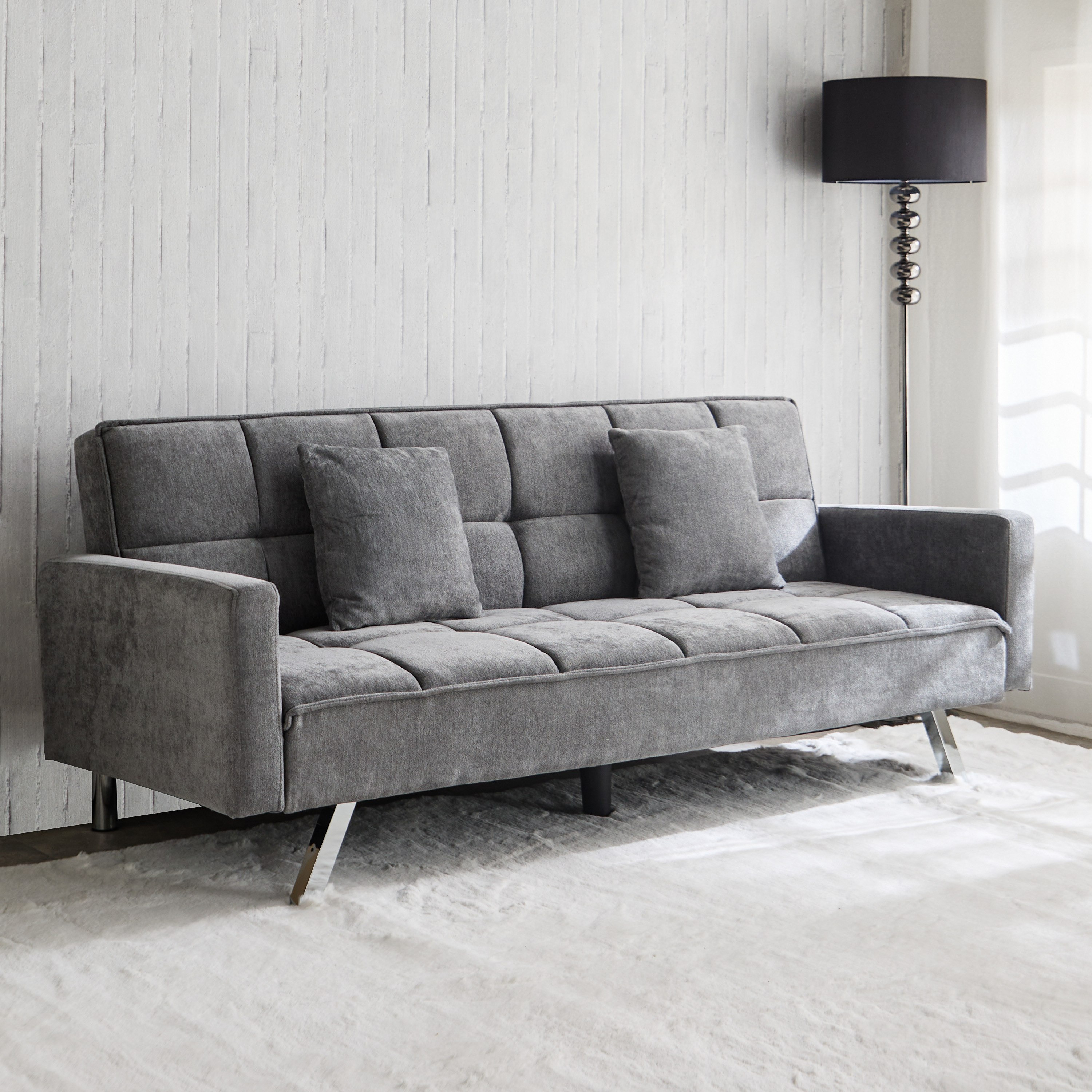 Movo Palmer 3-Seater Fabric Sofa Bed with 2 Cushions-hbxfurniture-sofasandarmchairs-sofabeds-image-1