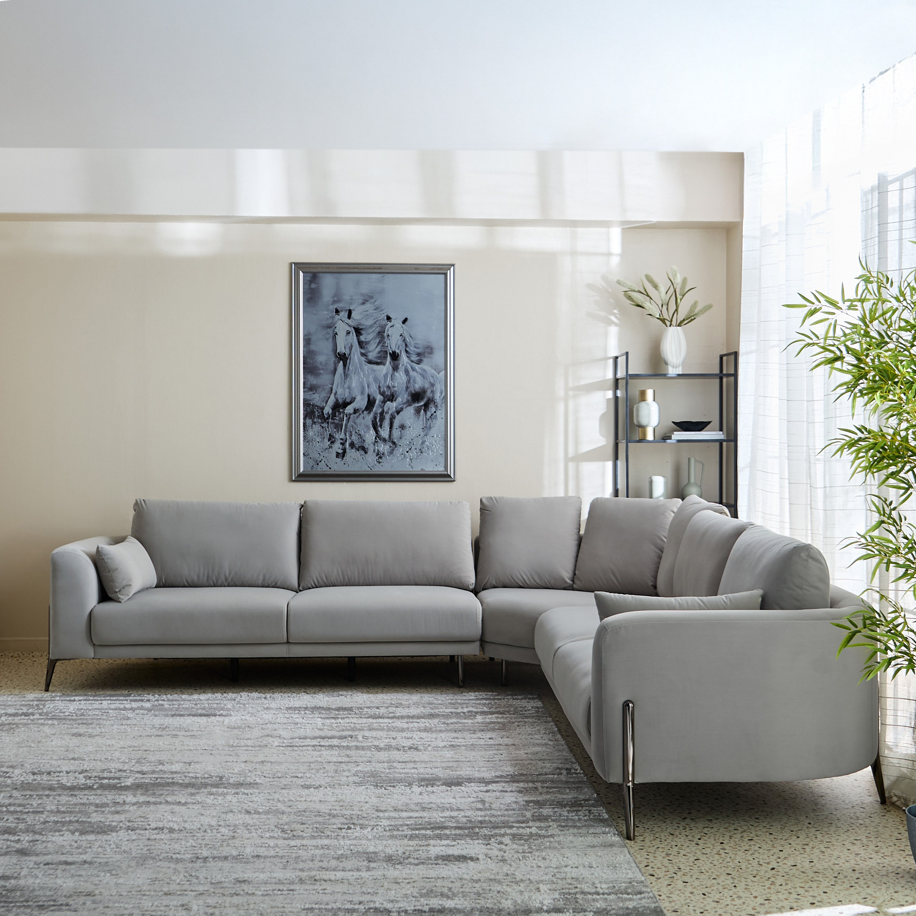 Zurich 5-Seater Fabric Sectional Corner Sofa with 2 Cushions-hbxlivingroom-sofasandarmchairs-cornersofas-image-2