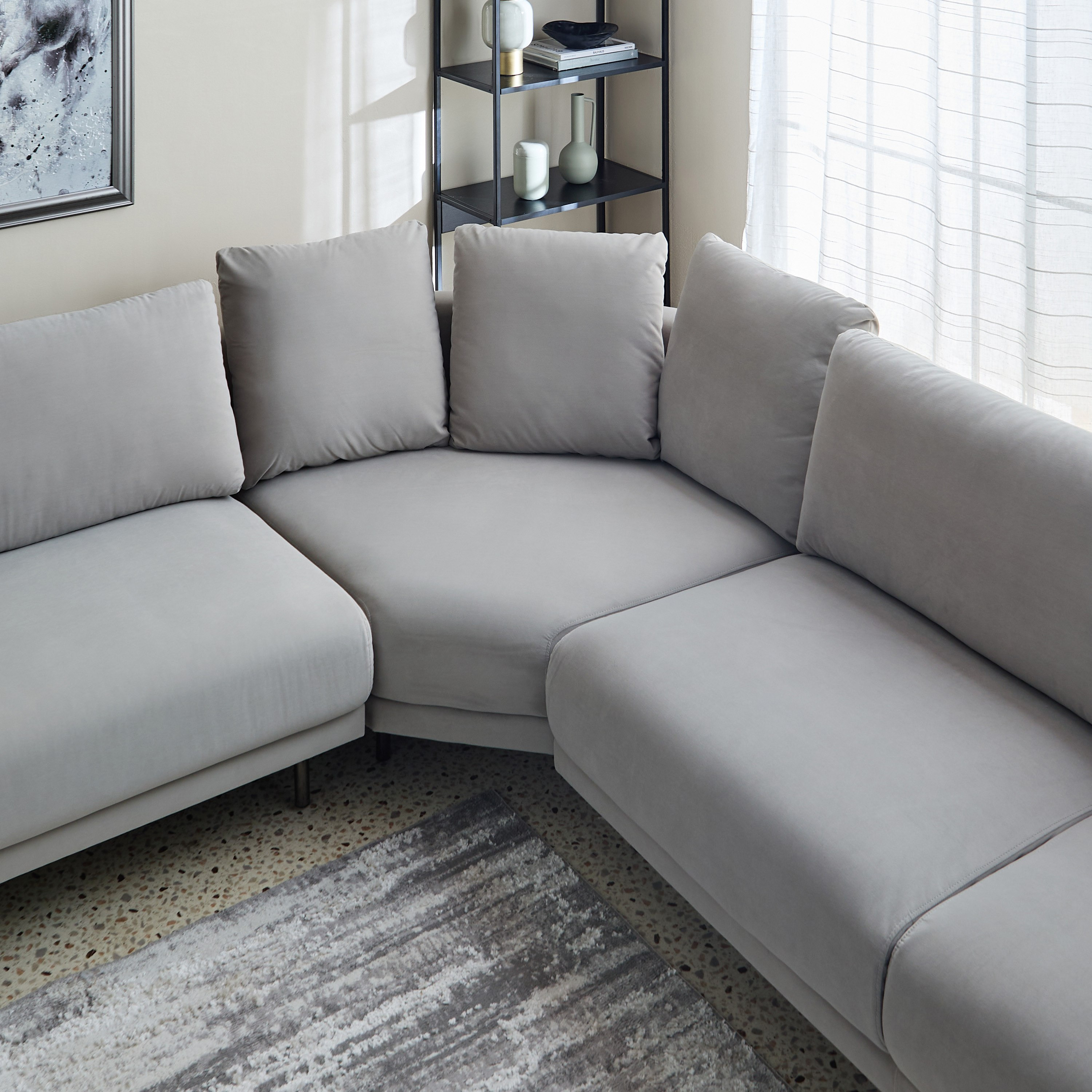 Zurich 5-Seater Fabric Sectional Corner Sofa with 2 Cushions-hbxlivingroom-sofasandarmchairs-cornersofas-image-6