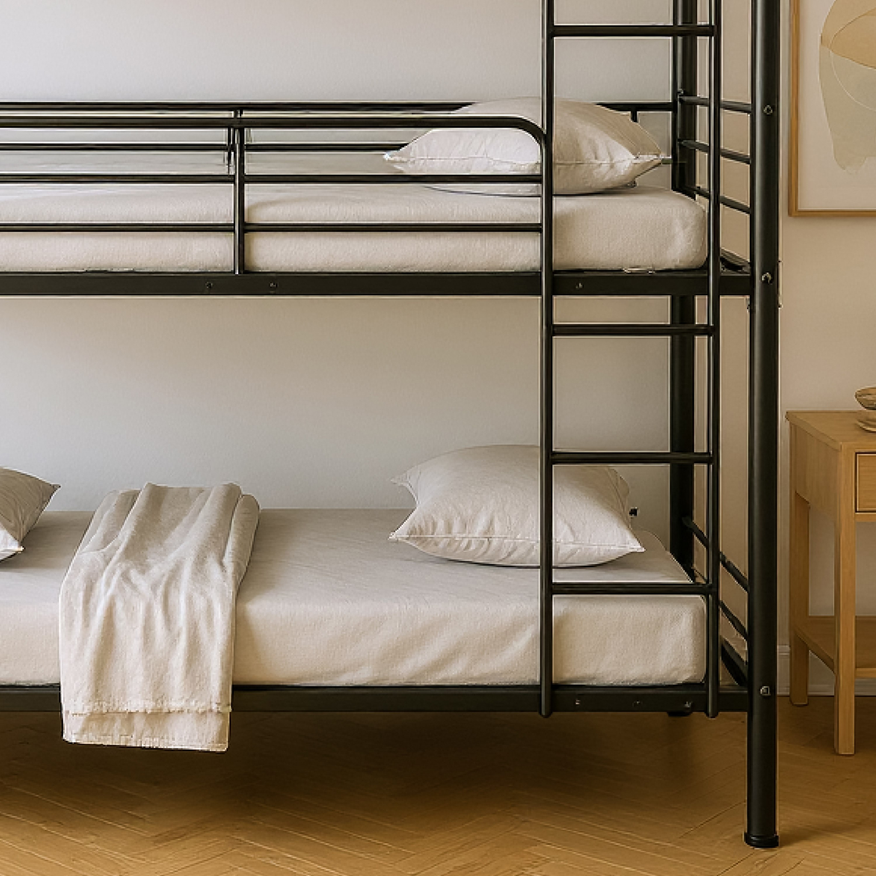 Movo Coda Triple Bunk Metal Single Bed With Ladder - 90x200 cm-hbxkidsandyouth-bedsandbedsets-bunkbeds-single-image-4