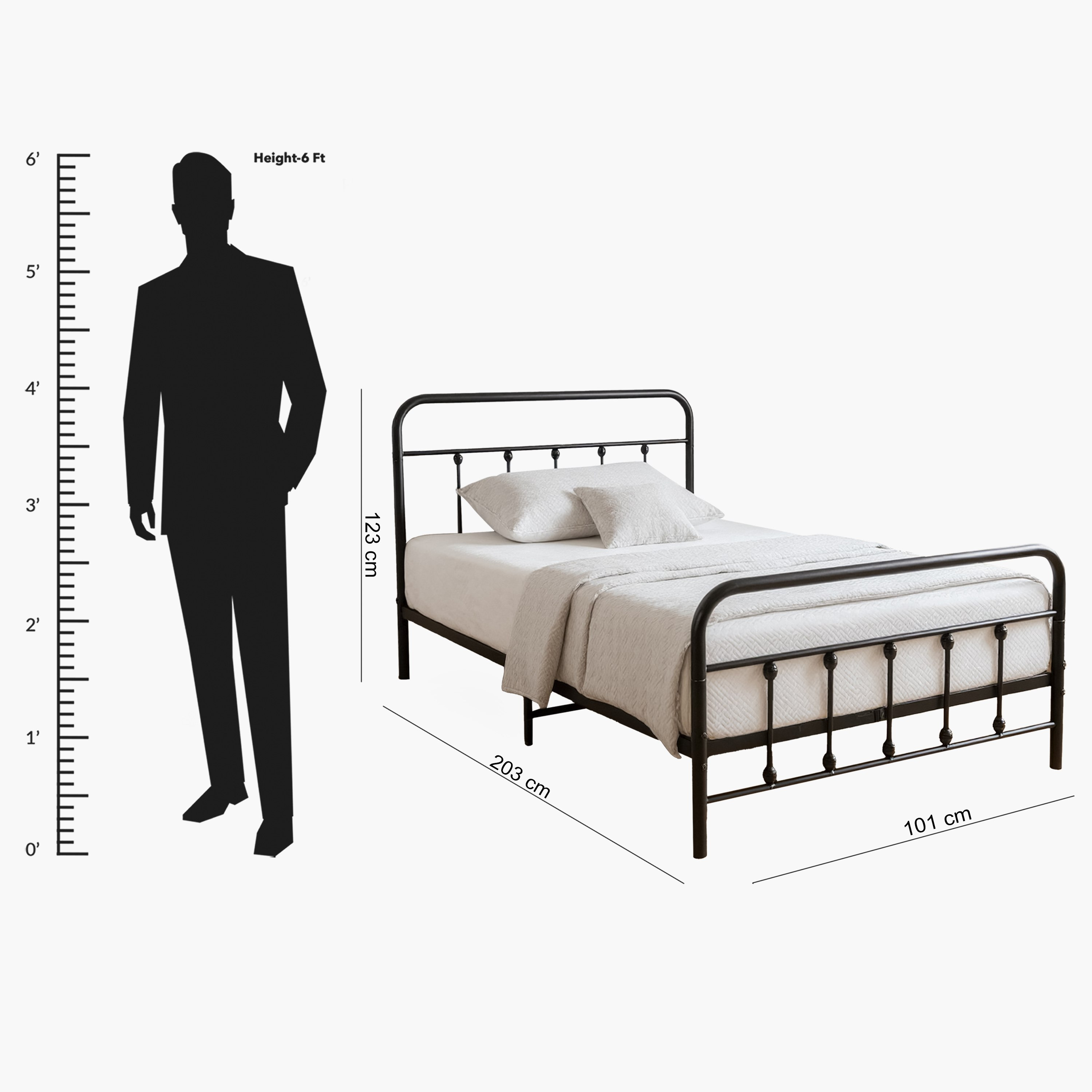 Movo Arcadia Metal Queen Bed - 140x200 cm-hbxbedroom-bedsandbedsets-beds-queen-image-6