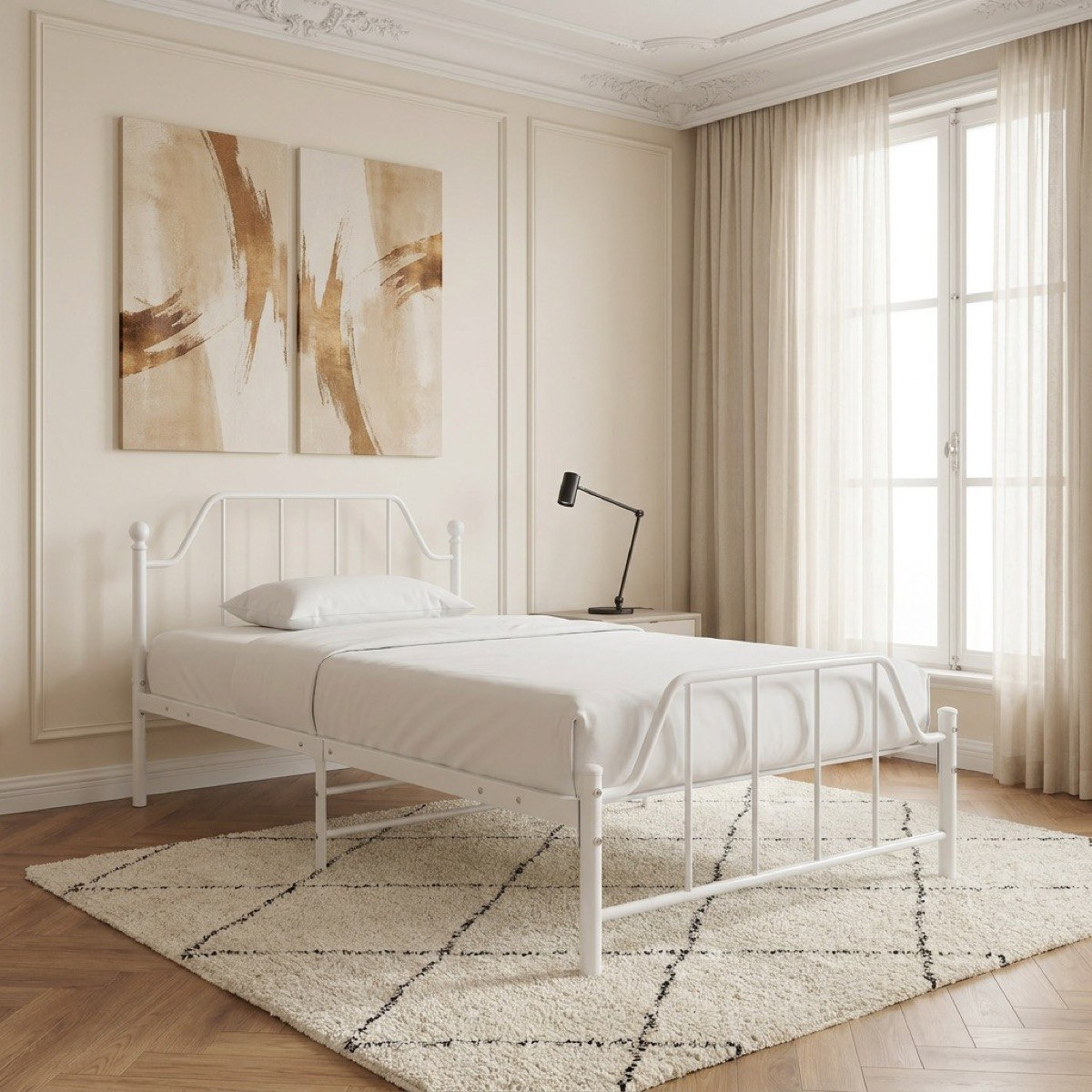 Movo Hampton Metal Single Bed - 90x200 cm-hbxfurniture-bedsandbedsets-beds-single-image-1