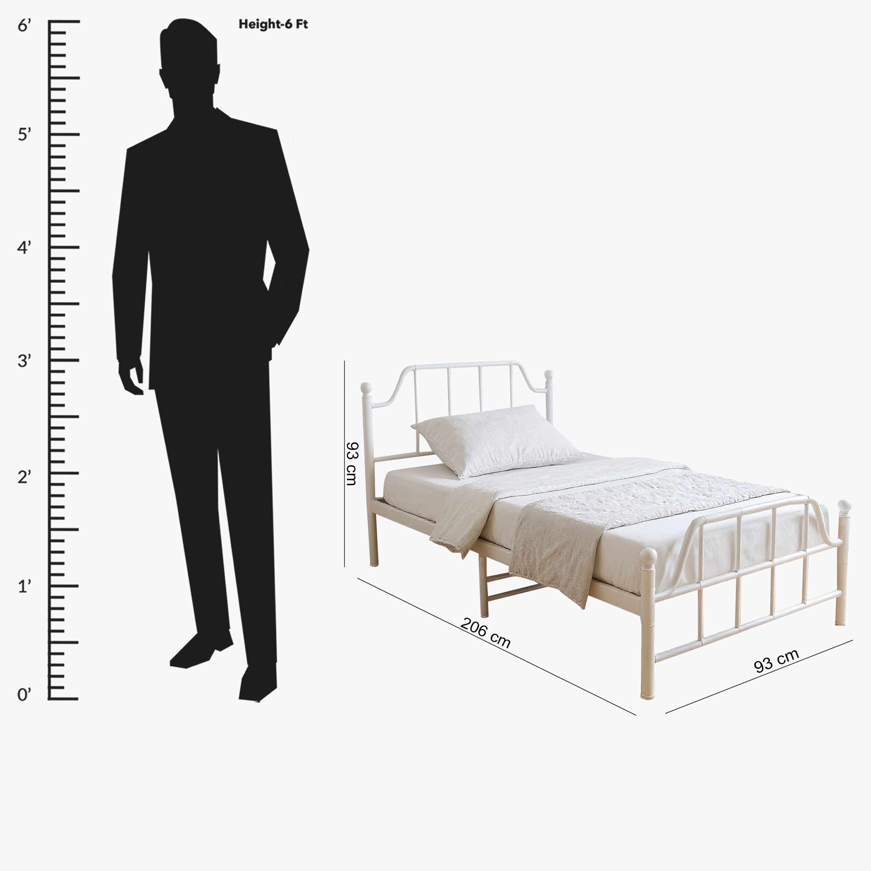 Movo Hampton Metal Single Bed - 90x200 cm-hbxfurniture-bedsandbedsets-beds-single-image-8