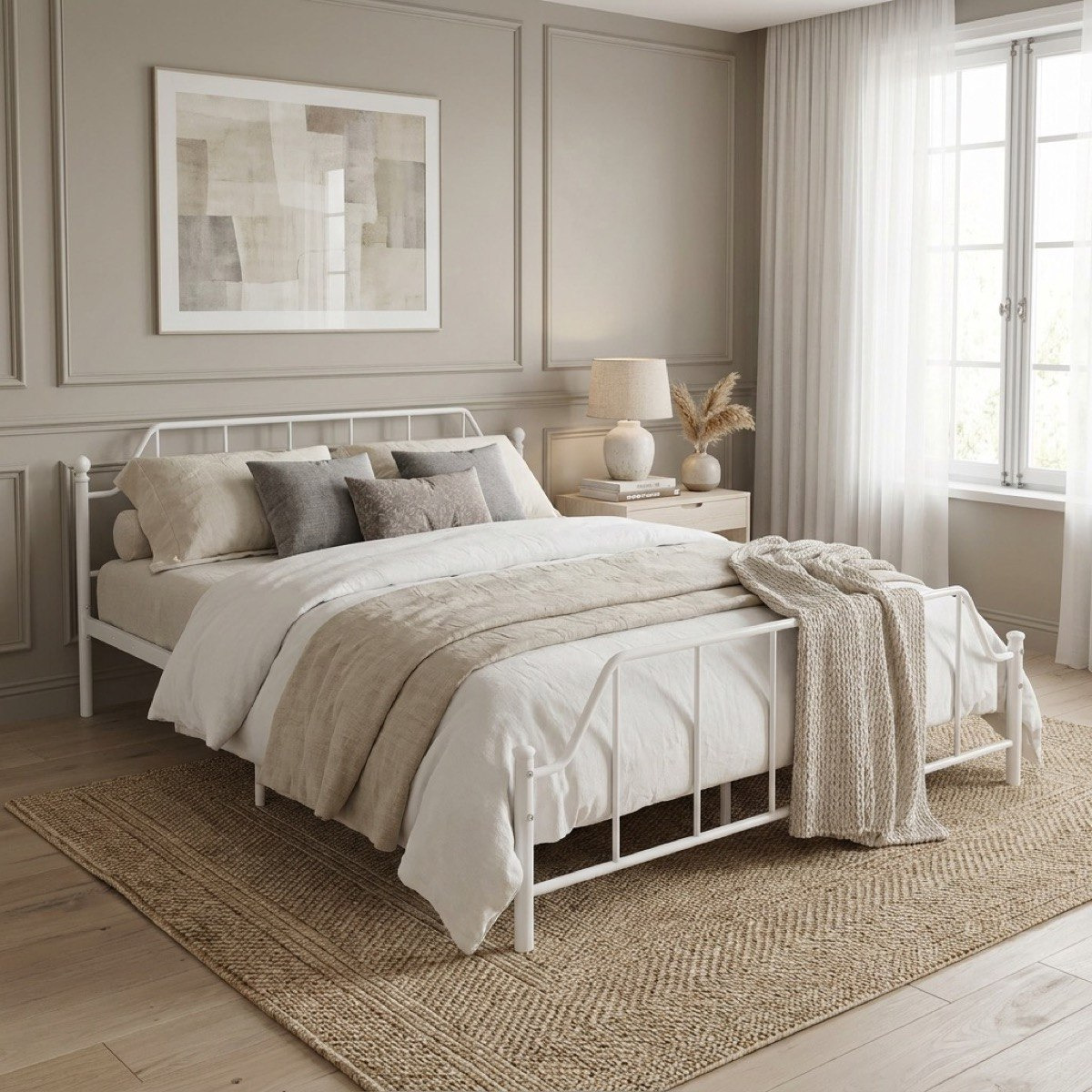 Movo Hampton Metal Queen Bed - 150x200 cm-hbxbedroom-bedsandbedsets-beds-queen-image-1