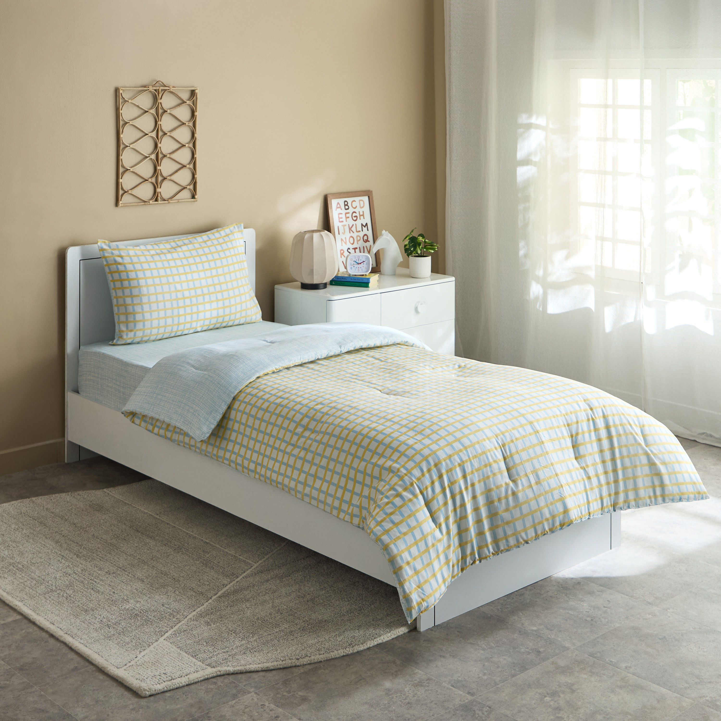 Tom Slumber 2-Piece Criss Cross Single Cotton Comforter Set - 135x220 cm-hbxhomeware-hbxkidsandyouth-image-2
