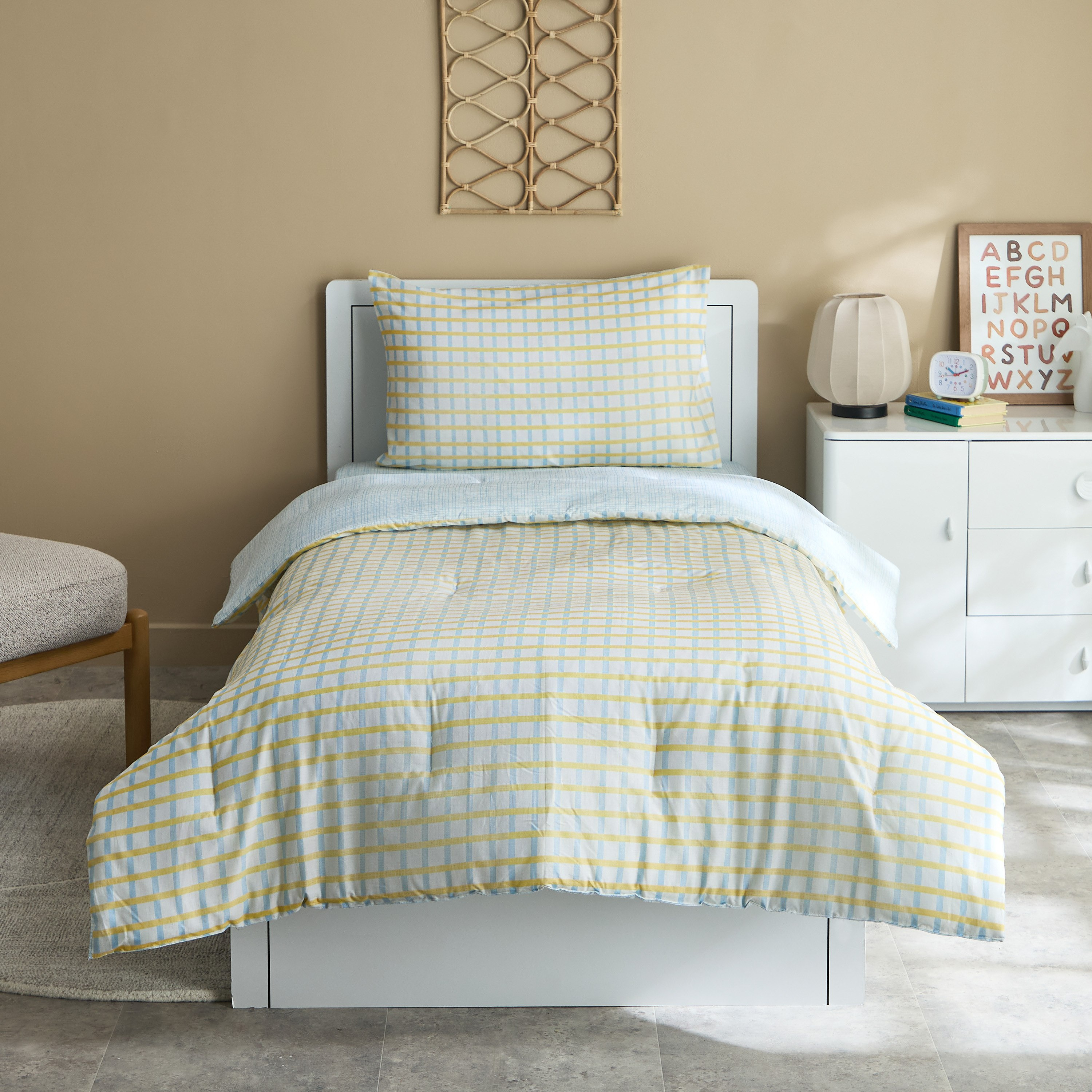 Tom Slumber 2-Piece Criss Cross Single Cotton Comforter Set - 135x220 cm-hbxhomeware-hbxkidsandyouth-image-3