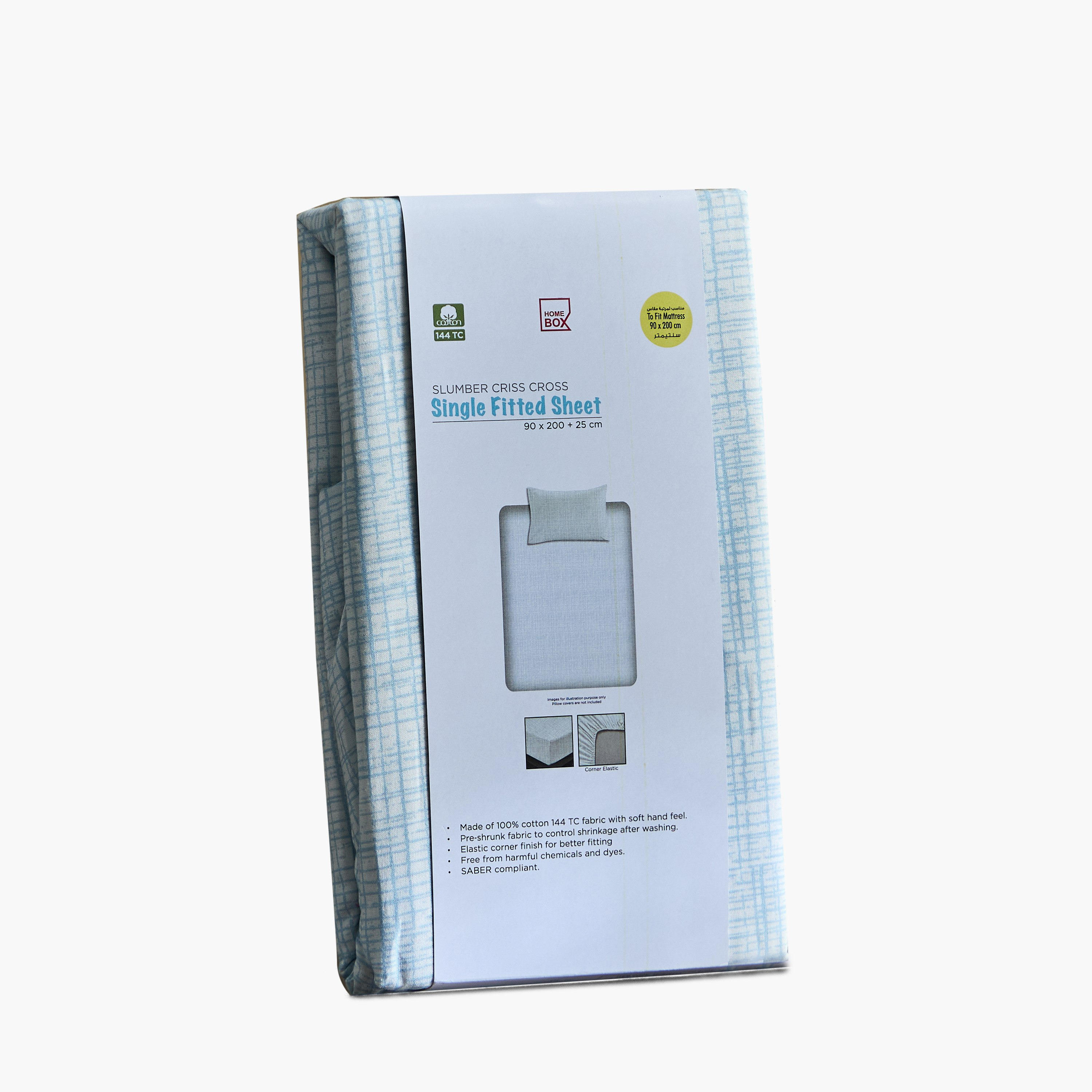 Tom Slumber Criss Cross Single Cotton Fitted Sheet - 90x200+25 cm-hbxhomeware-hbxkidsandyouth-image-8