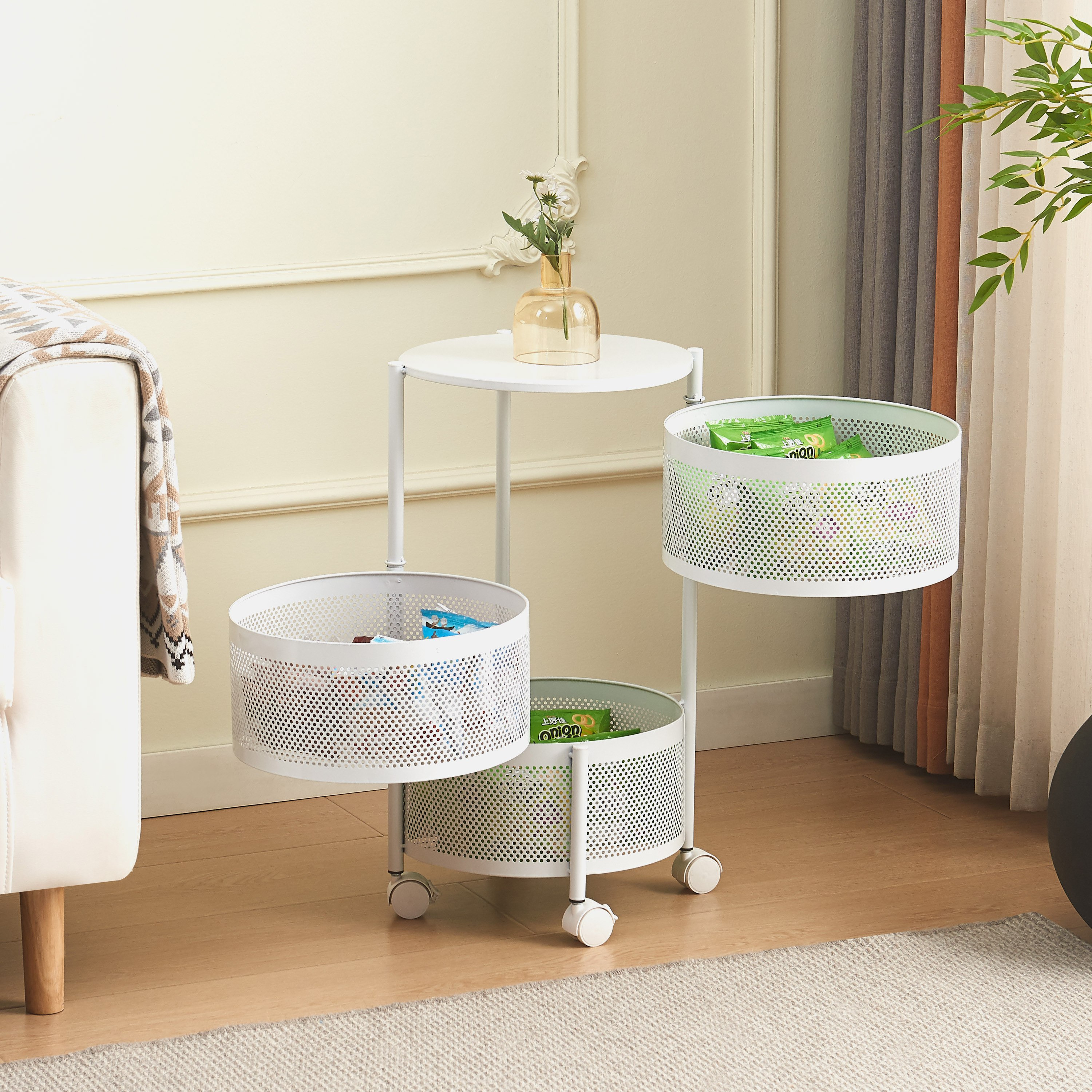 Movo Havana 3-Tier Round Storage Trolley-hbxlivingroom-tablesandstands-servingtrolleys-image-2