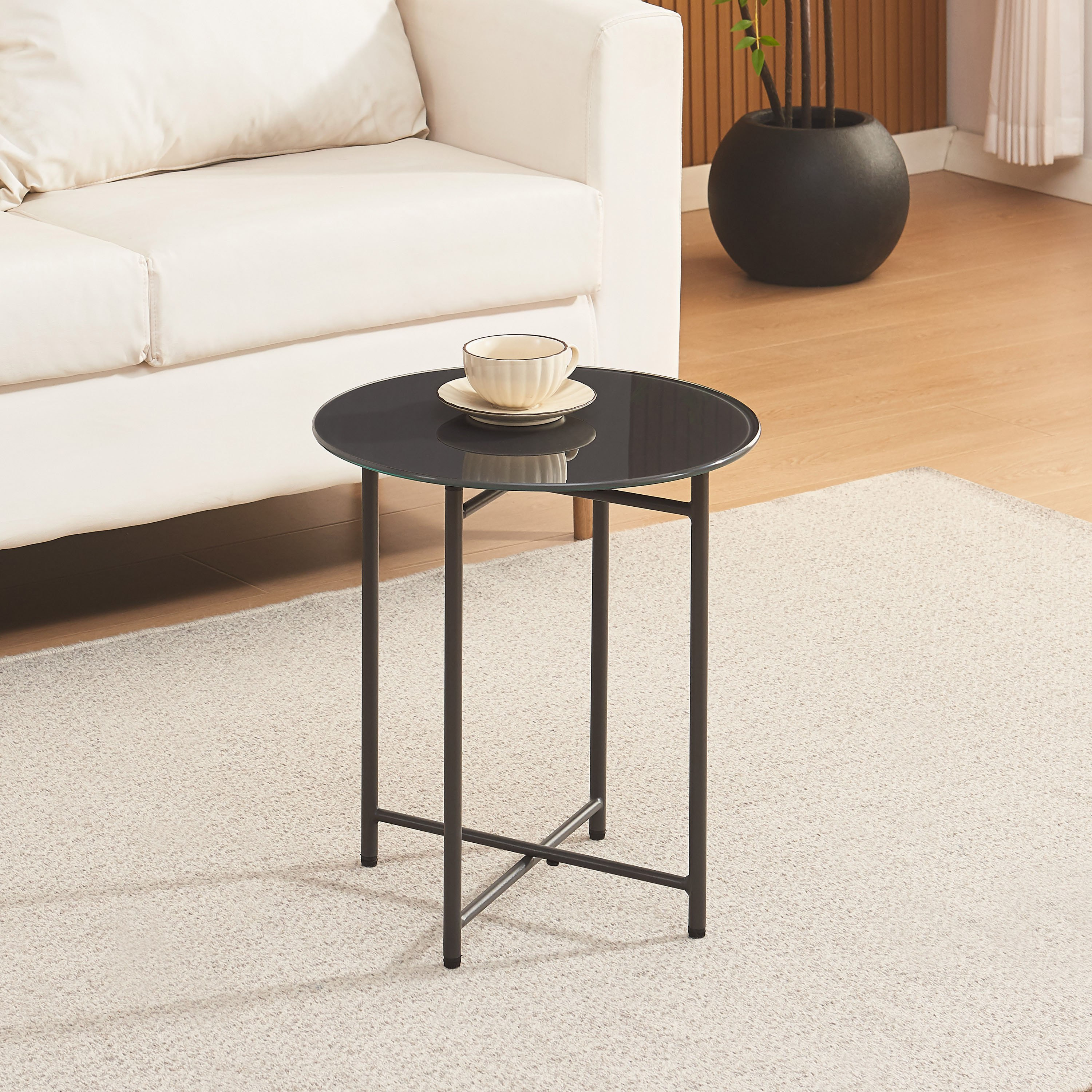 طاولة جانبية مستديرة بسطح زجاجي من موڤو تروي-hbxfurniture-livingroom-endtables-image-1