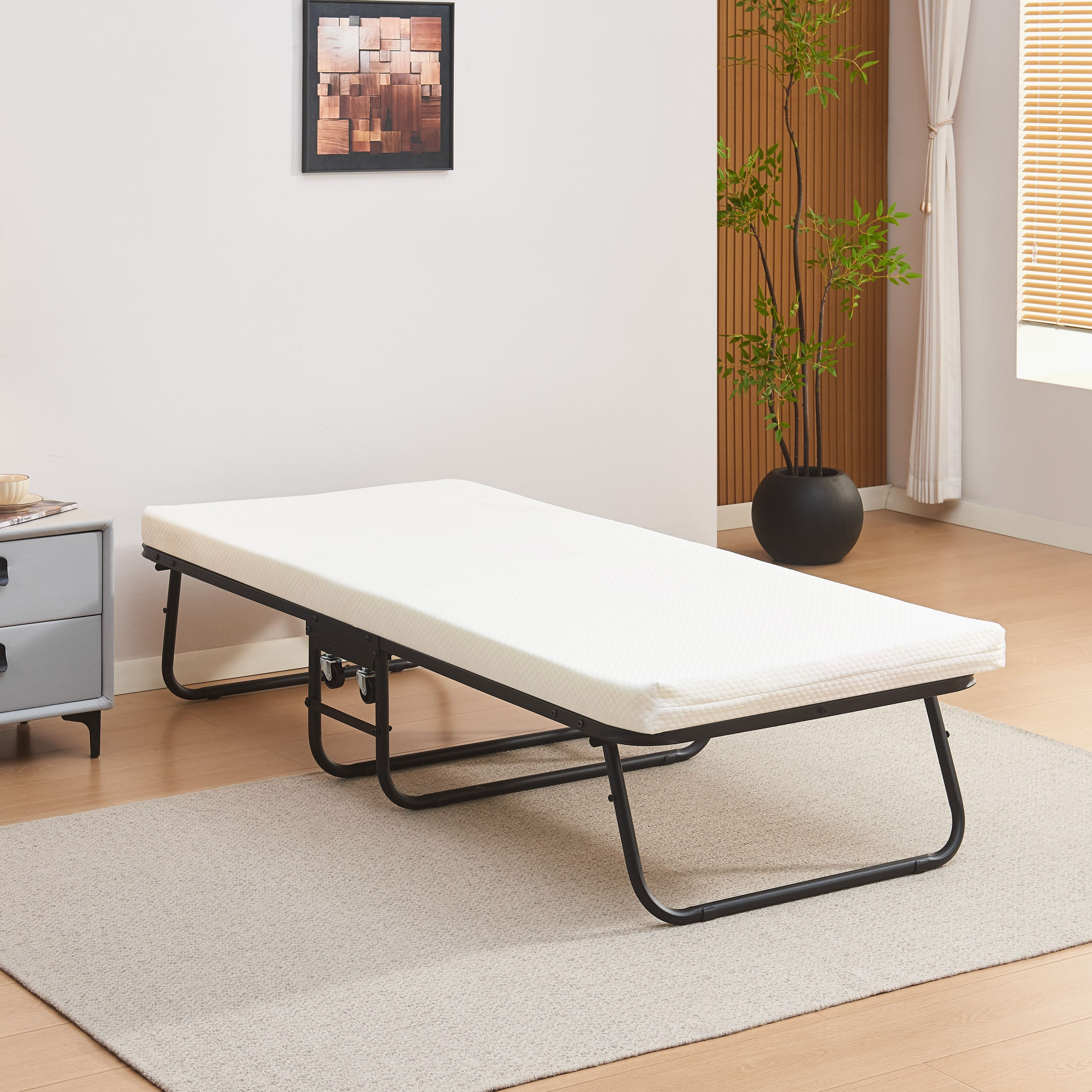 سرير فردي من المعدن للضيوف قابل للطي مع مرتبة من موڤو فولداواي - 80x190 سم-hbxfurniture-bedsandbedsets-daybeds-image-1