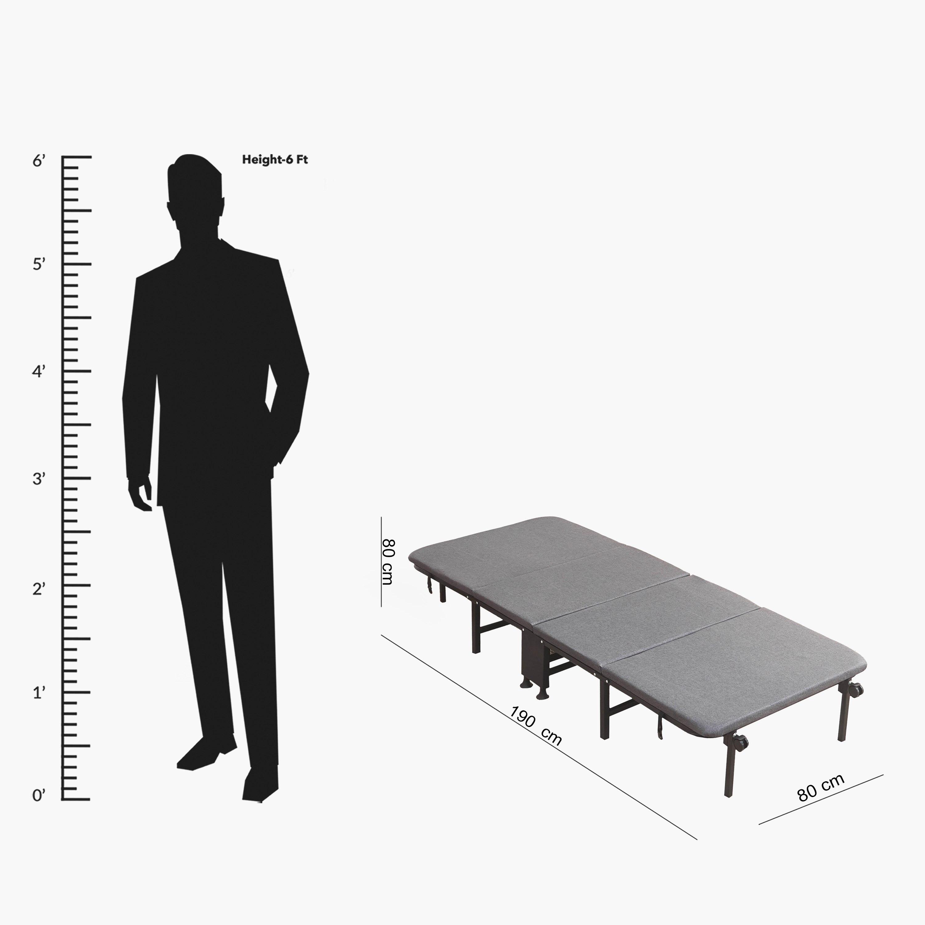 Movo Coda Day Foldable Metal Guest Single Bed with Mattress - 80x190 cm-hbxfurniture-bedsandbedsets-daybeds-image-8