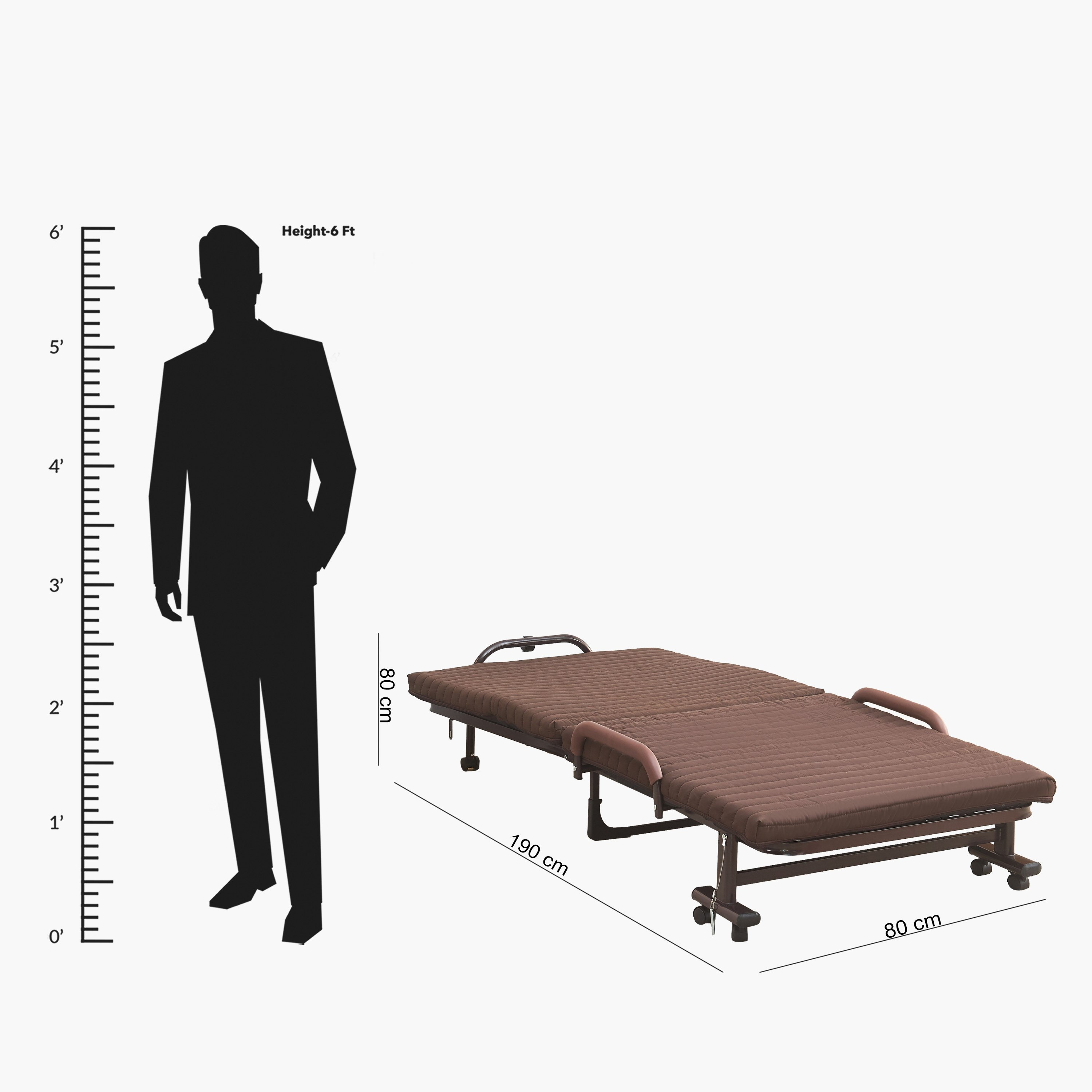 Movo Havana Folding Adjustable Metal Single Bed with Mattress - 80x190 cm-hbxfurniture-bedsandbedsets-daybeds-image-8
