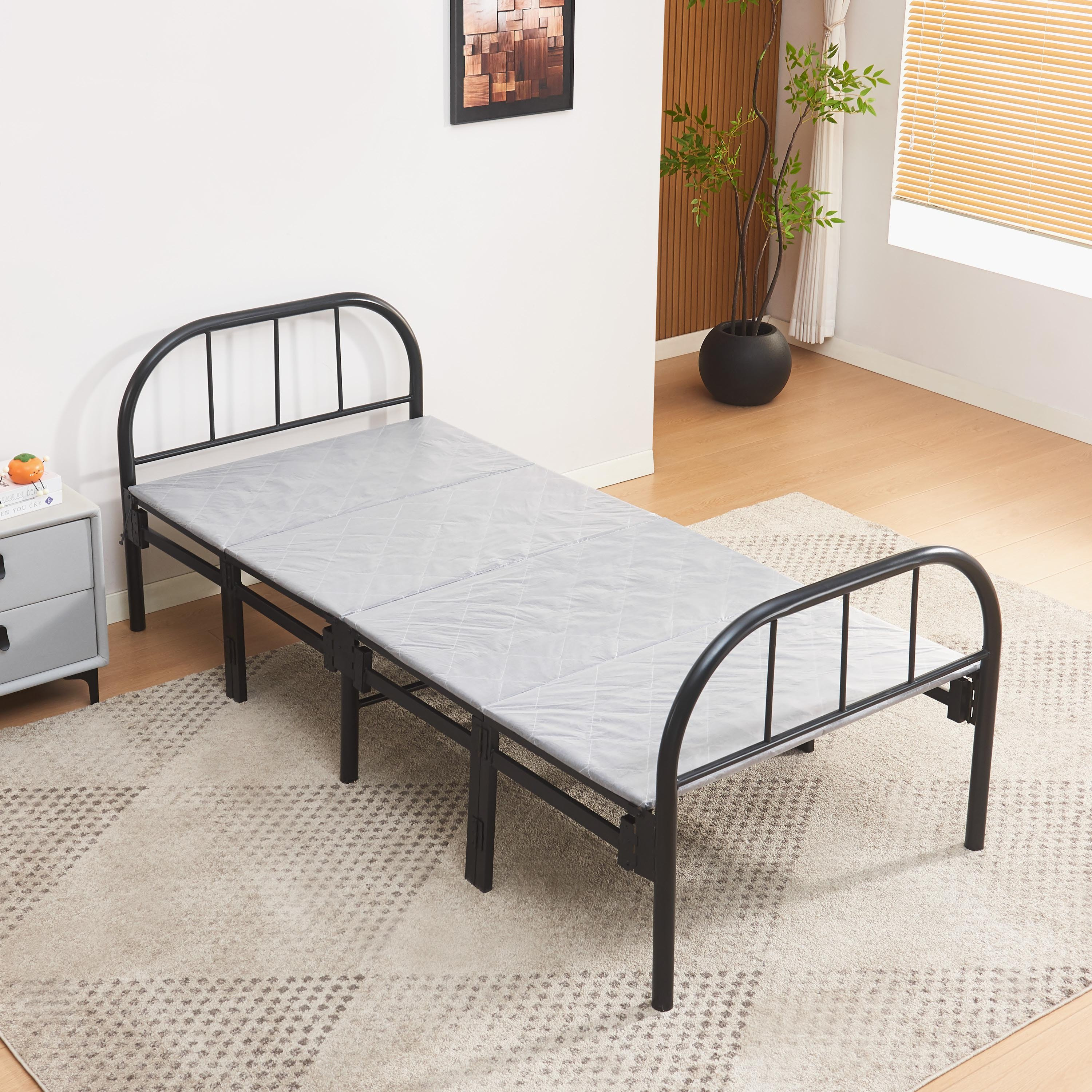 سرير بلاتفورم فردي من المعدن المتين قابل للطي من موڤو سيمون - 90x190 سم-hbxfurniture-bedsandbedsets-daybeds-image-1