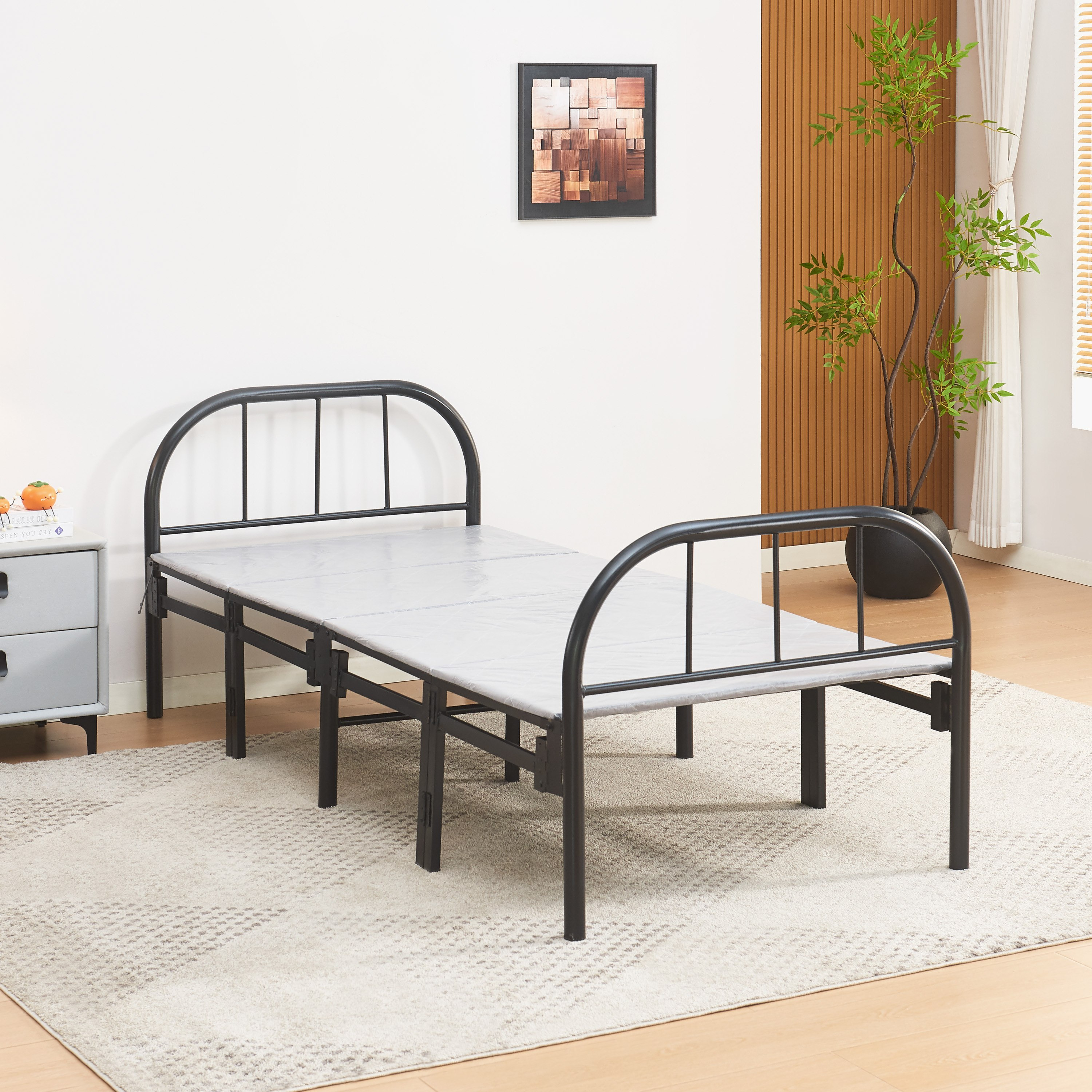سرير بلاتفورم فردي من المعدن المتين قابل للطي من موڤو سيمون - 90x190 سم-hbxfurniture-bedsandbedsets-daybeds-image-2