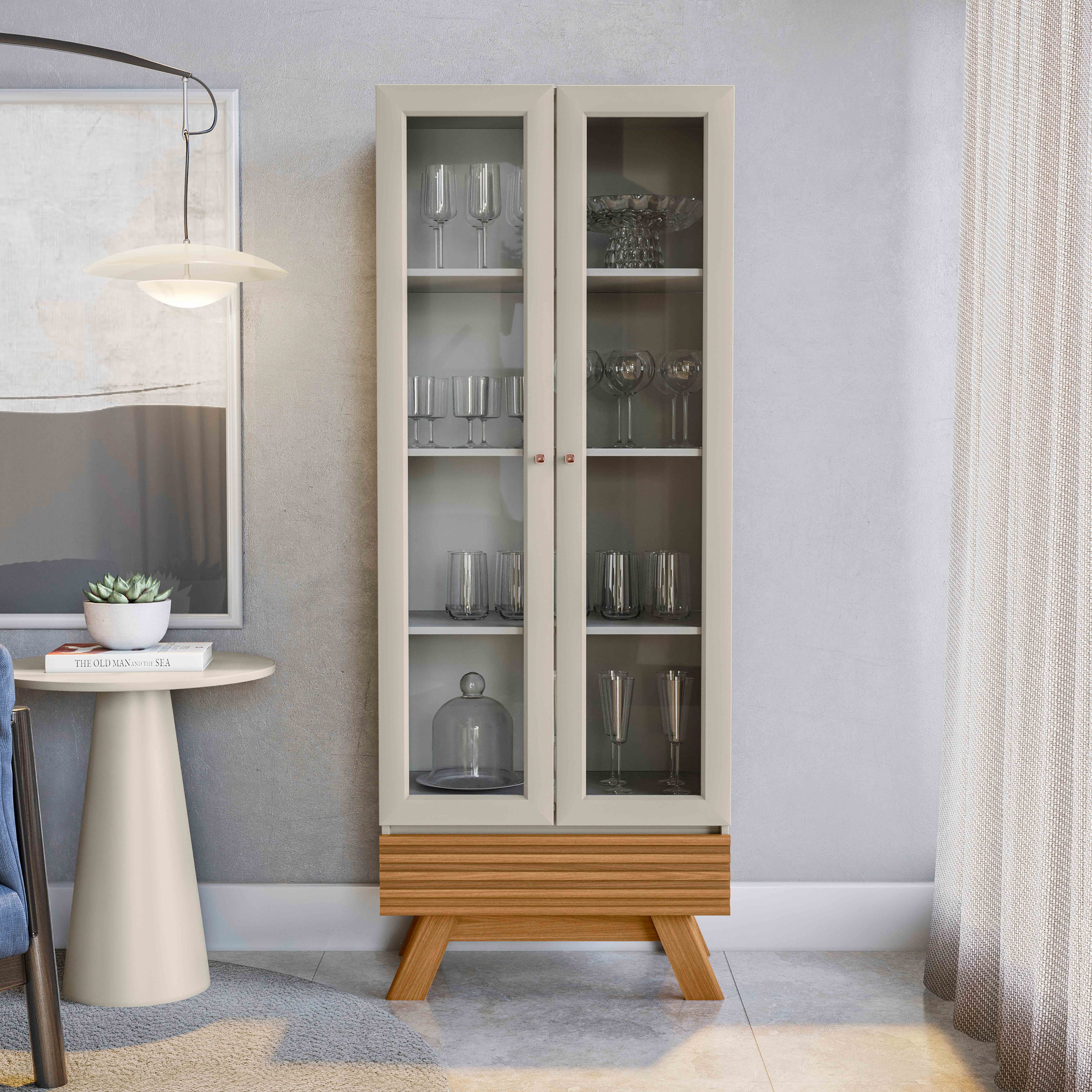 Lacto 2-Door Curio Cabinet with 1-Drawer