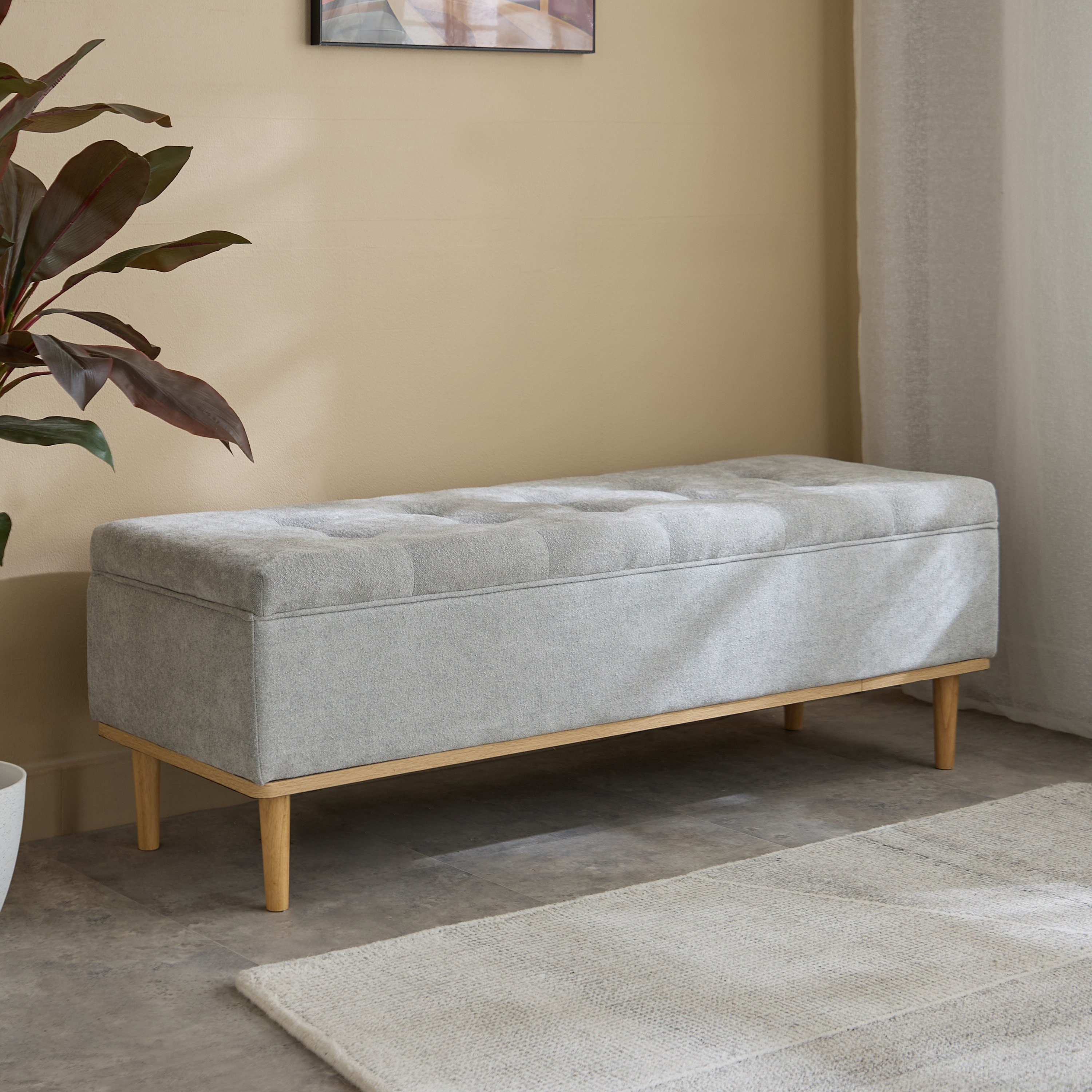 مقعد بنش قماش بإطار خشبي من درو-hbxfurniture-sofasandarmchairs-benches-image-1