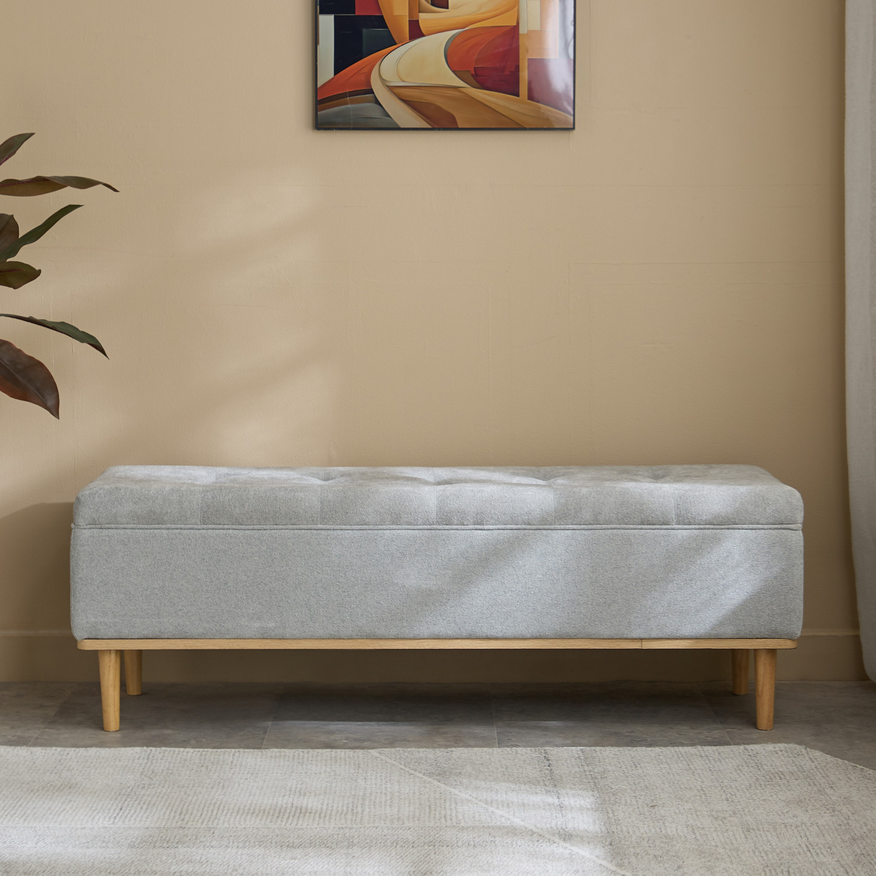 مقعد بنش قماش بإطار خشبي من درو-hbxfurniture-sofasandarmchairs-benches-image-2
