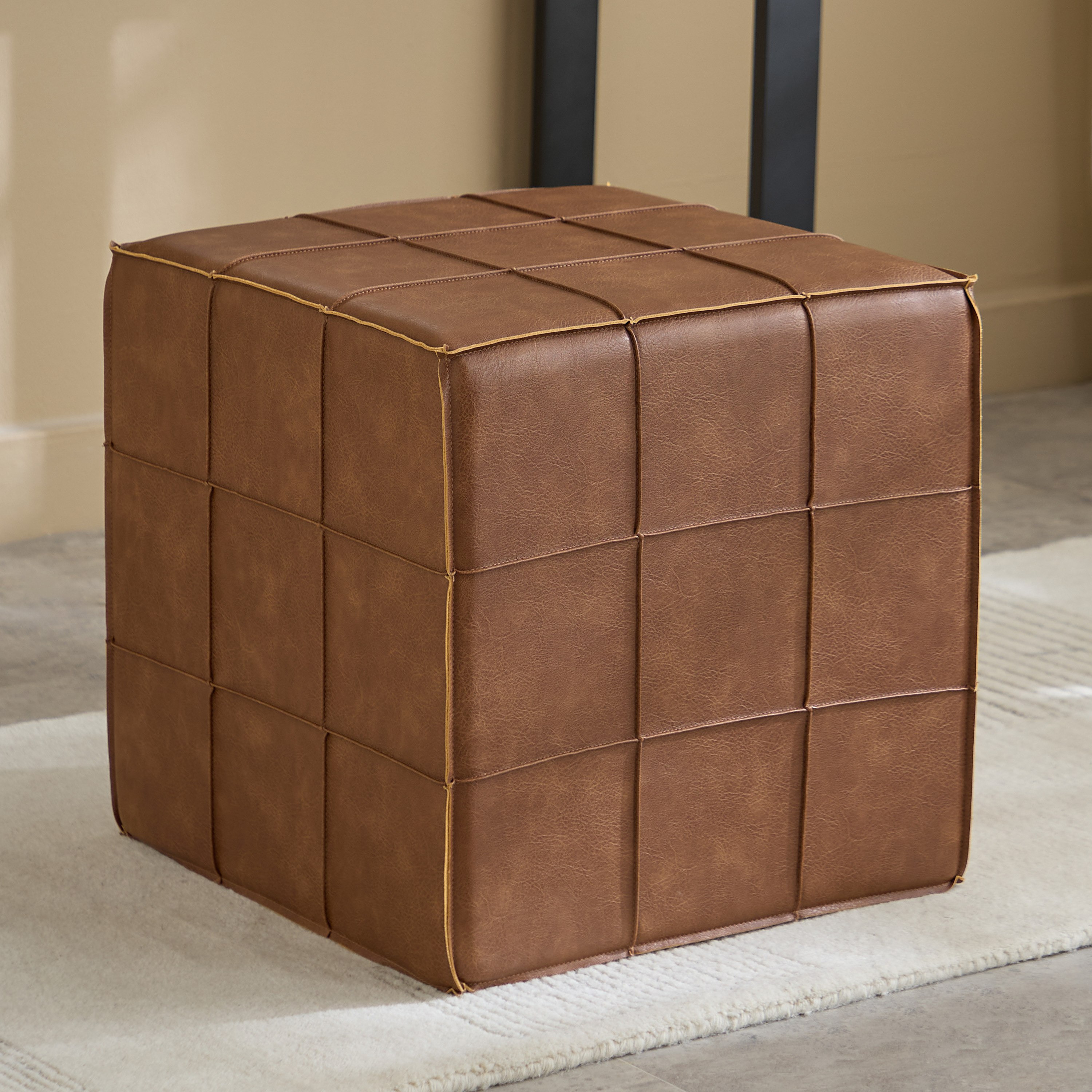 Mave Faux Leather Ottoman-hbxlivingroom-sofasandarmchairs-ottomansandfootstools-image-1