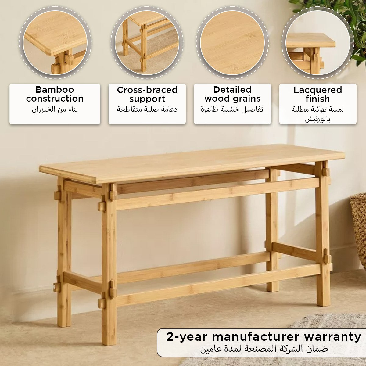 Movo Hanoi Solid Wood Large Bench-hbxfurniture-sofasandarmchairs-benches-image-9