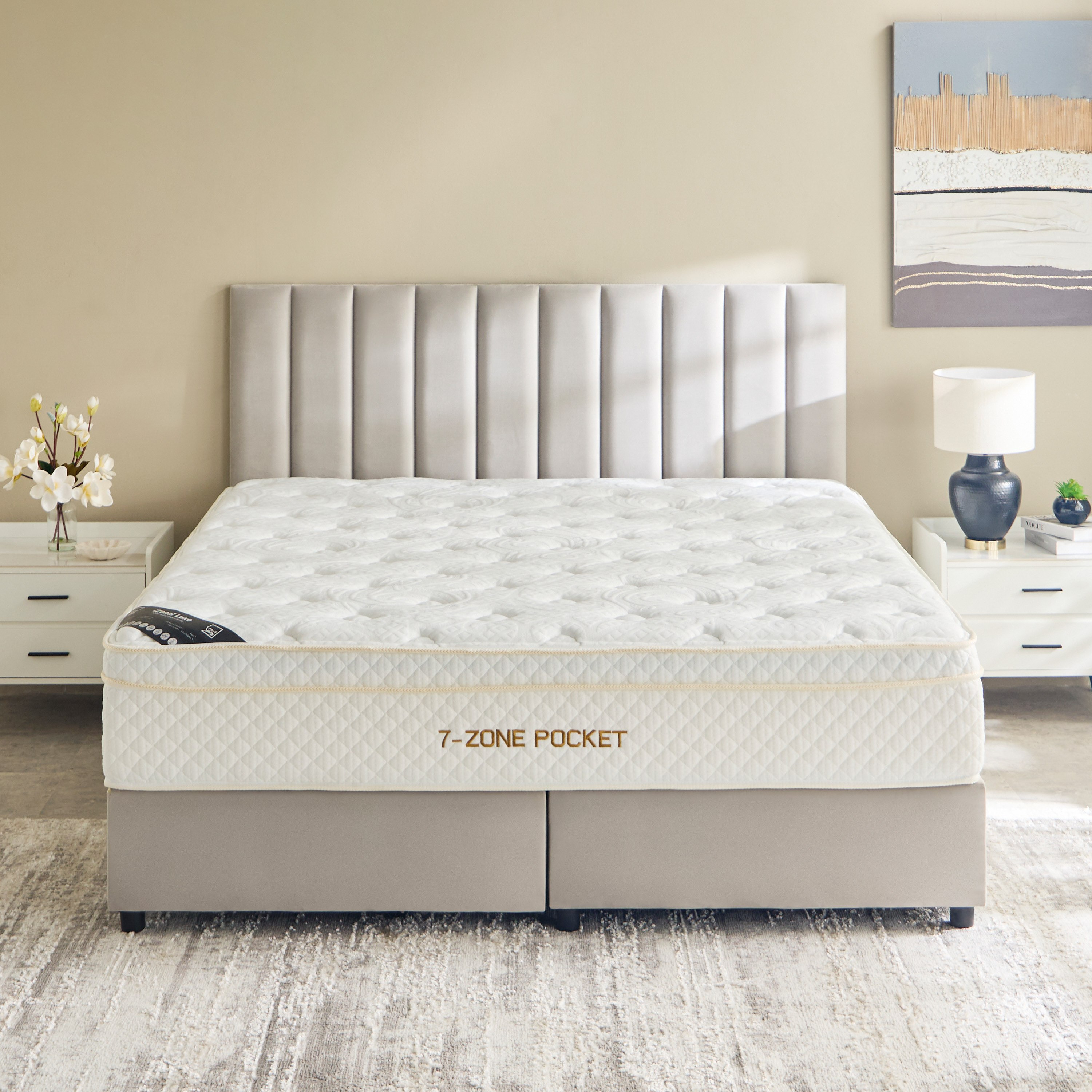 SleepLuxe iZonal Luxe Medium Soft 7 Zone Hybrid Pocket Spring King Mattress - 180x200x32 cm-hbxfurniture-mattresses-king-image-5