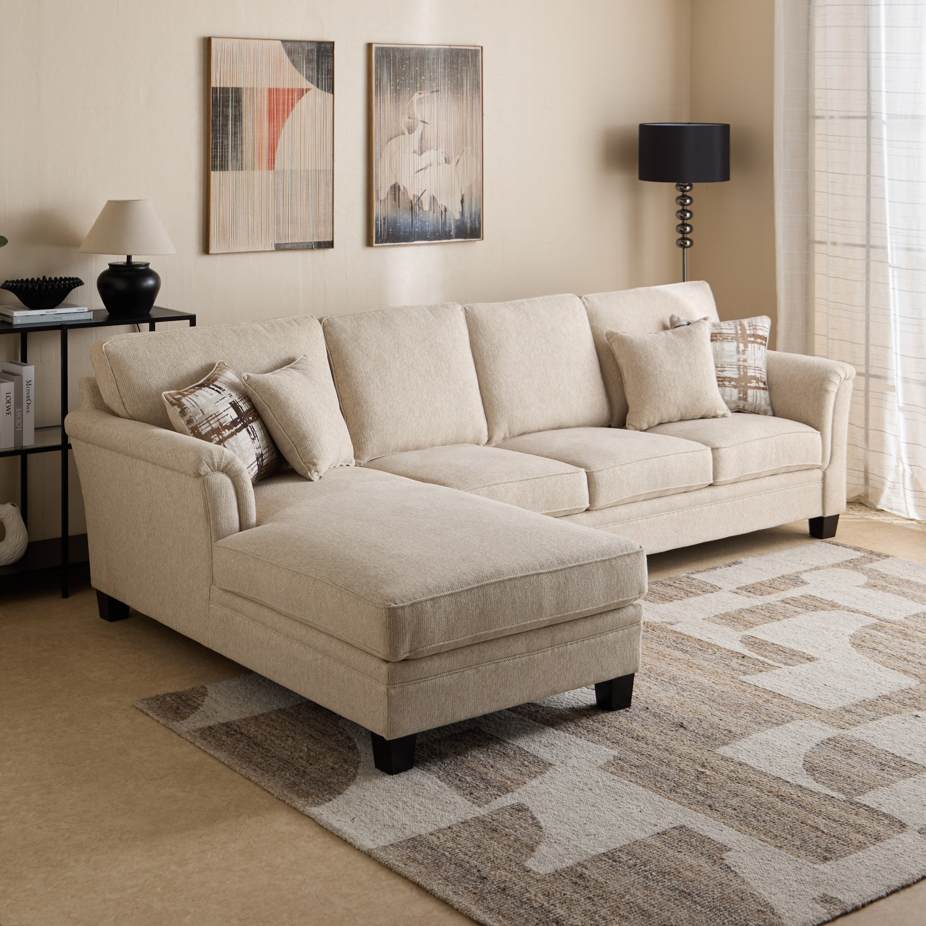Urban 4-Seater Left Corner Fabric Sofa with 4 Cushions-hbxlivingroom-sofasandarmchairs-cornersofas-image-1
