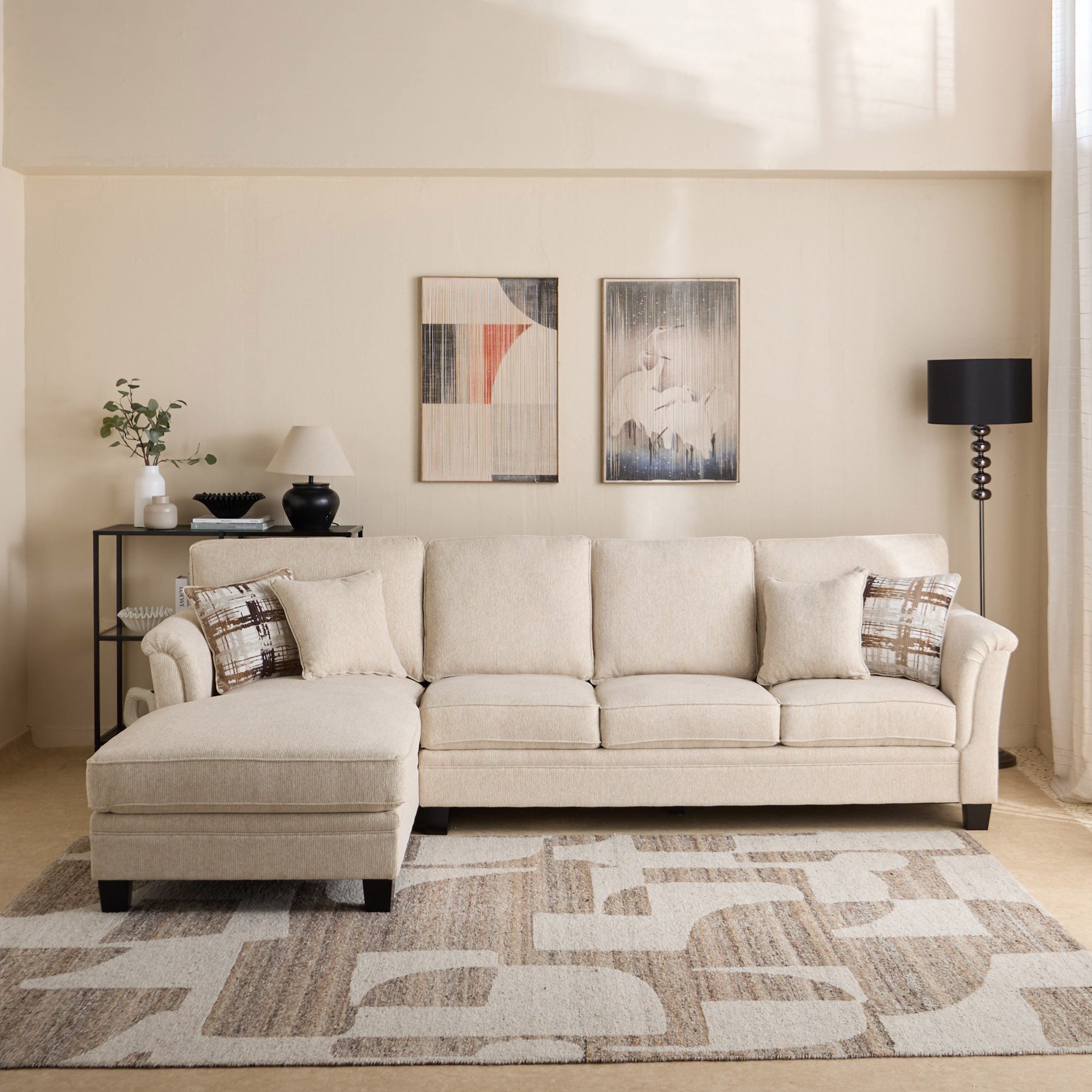 Urban 4-Seater Left Corner Fabric Sofa with 4 Cushions-hbxlivingroom-sofasandarmchairs-cornersofas-image-2