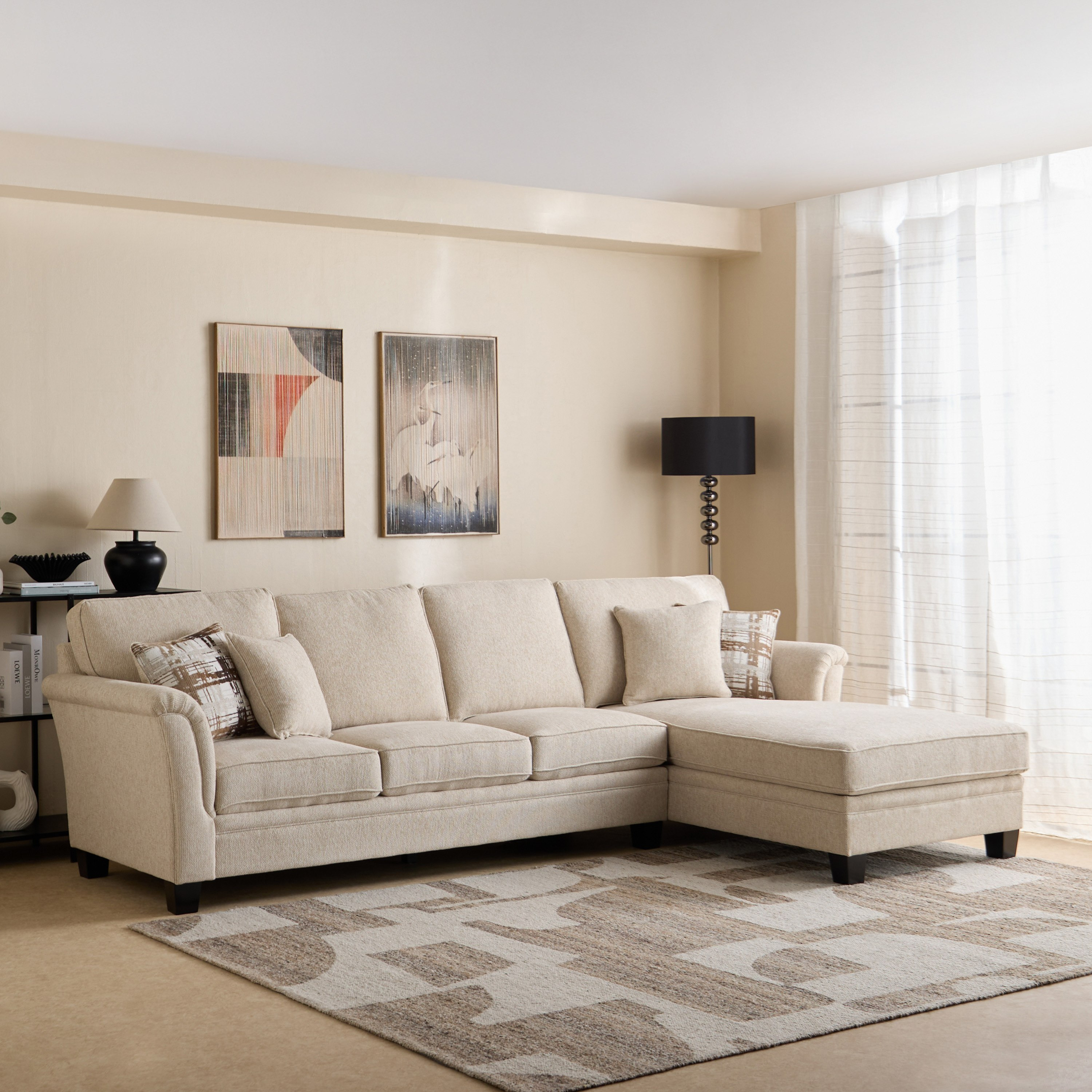 Urban 4-Seater Right Corner Fabric Sofa with 4 Cushions-hbxlivingroom-sofasandarmchairs-cornersofas-image-1
